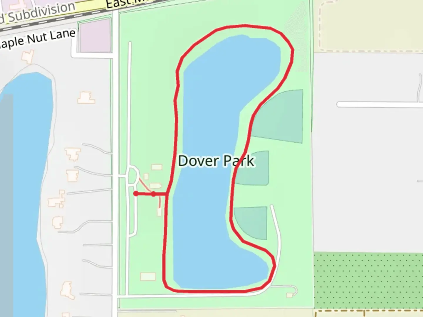 An image depicting the trail Dover Park Loop and its surrounding area.