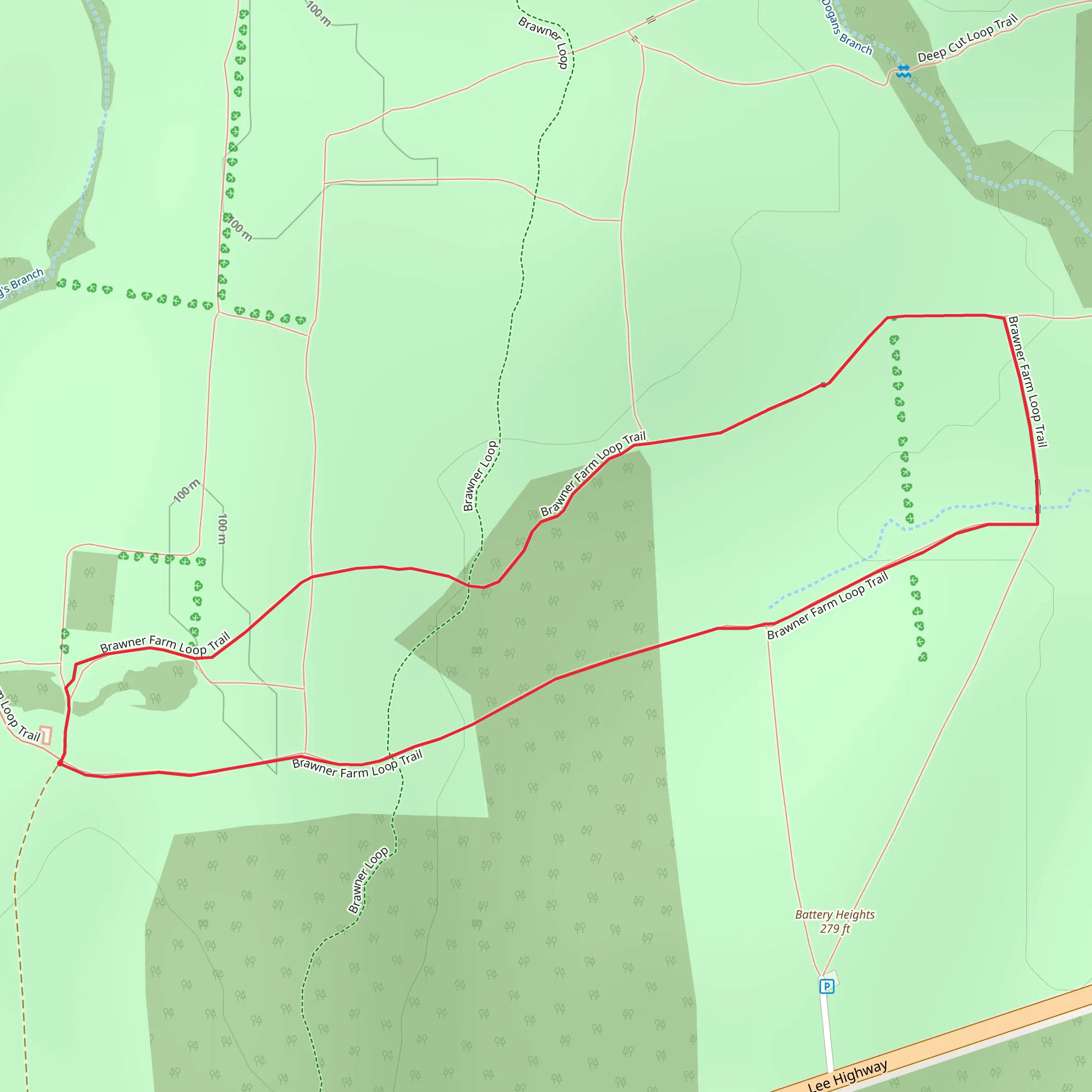 Brawner Farm Loop Trail mobile static map