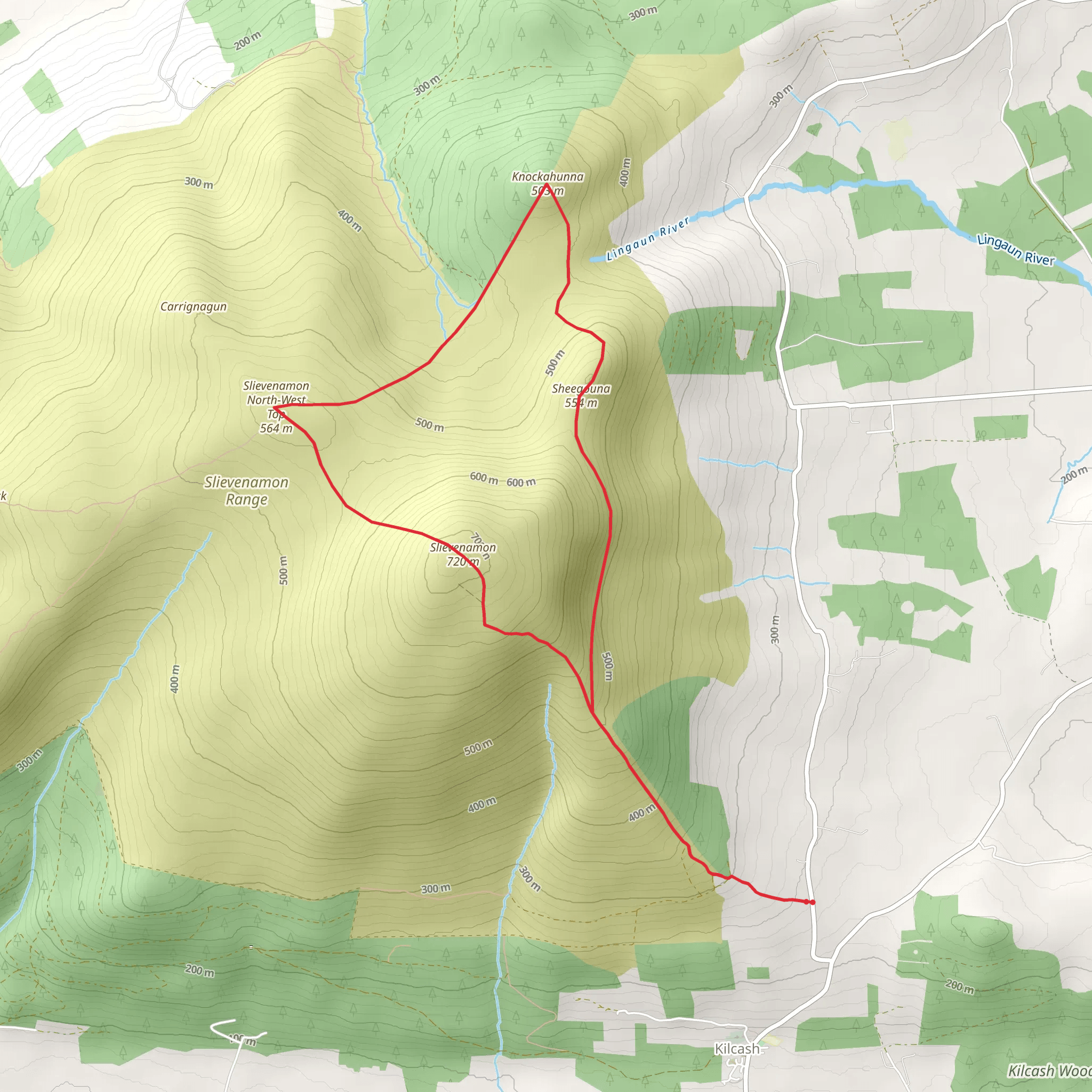 Slievenamon and Knockahunna Loop from Kilcash mobile static map