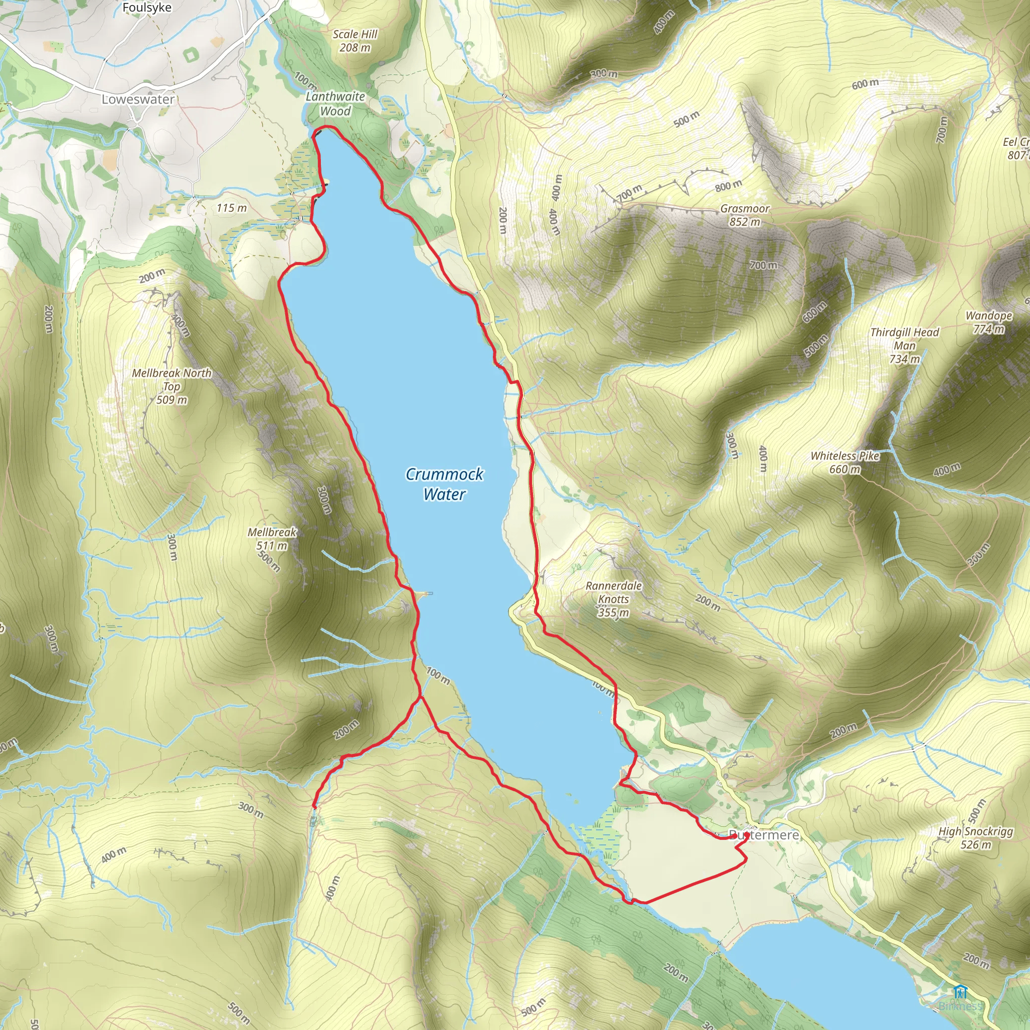 Crummock Water and Scale Force Loop mobile static map
