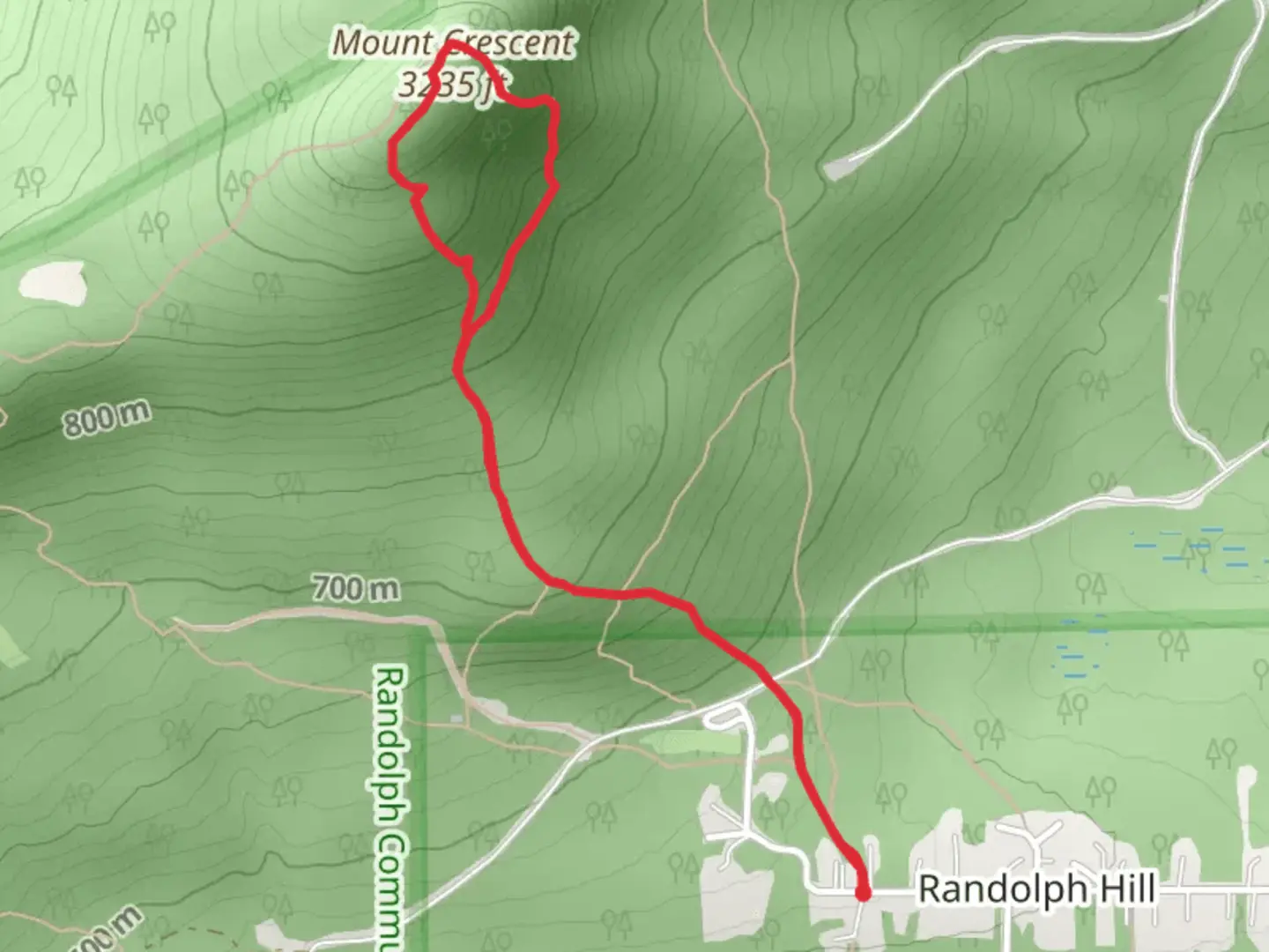 An image depicting the trail Mount Crescent Loop Trail and its surrounding area.