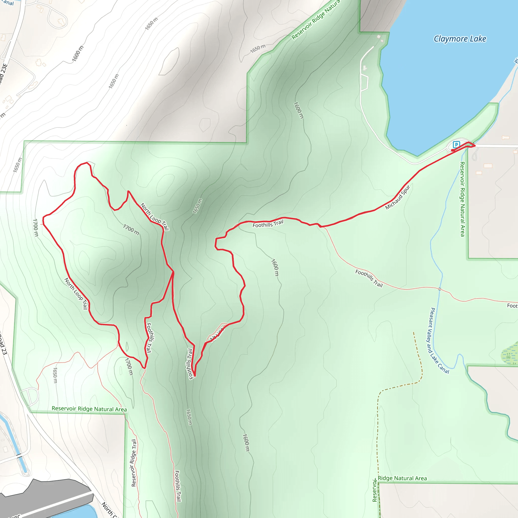 Michaud and North Loop Trail mobile static map