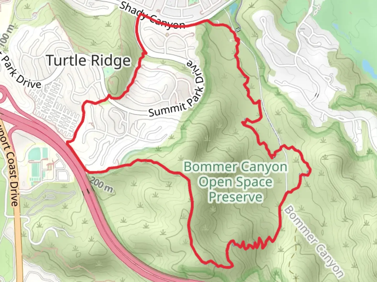 An image depicting the trail Turtle Ridge and Shady Canyon Loop Trail and its surrounding area.