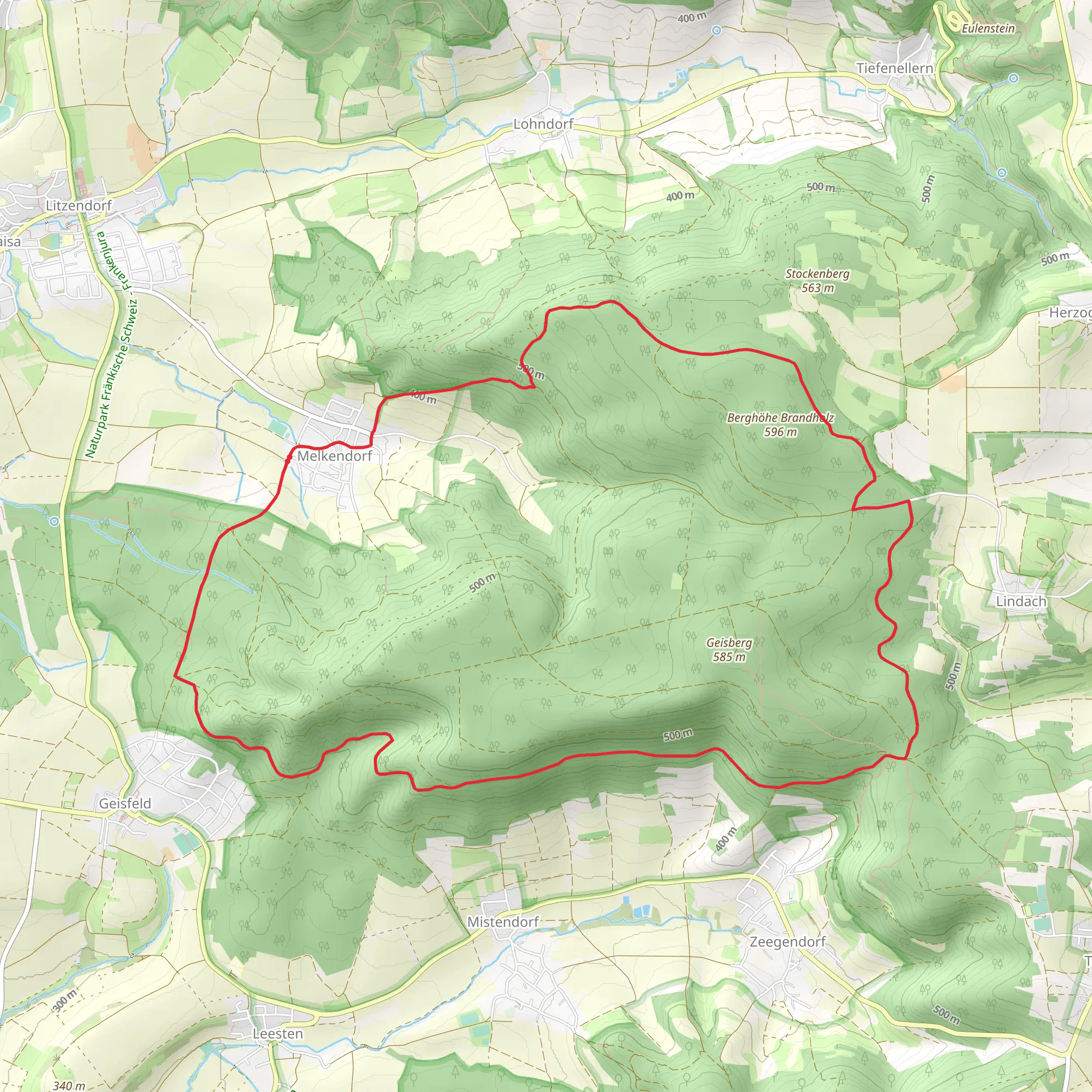 Mittlere Geisbergtour and Litzendorf Grosse Geisbergrunde Loop mobile static map