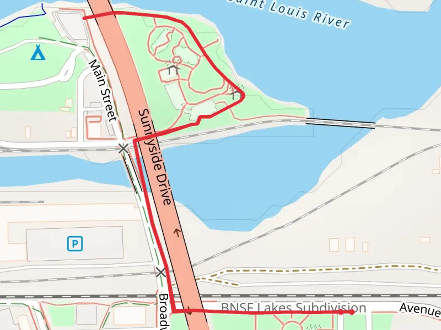 An image depicting the trail Saint Louis River and Dunlap Park and its surrounding area.