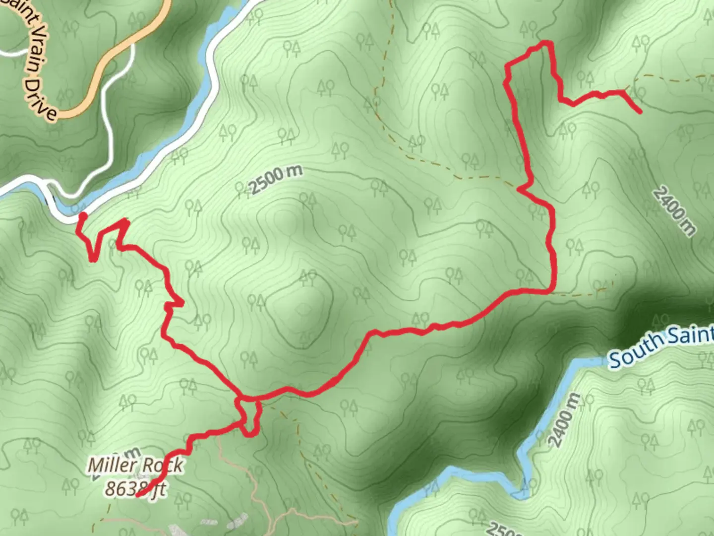 An image depicting the trail Headache and Miller Rock and its surrounding area.