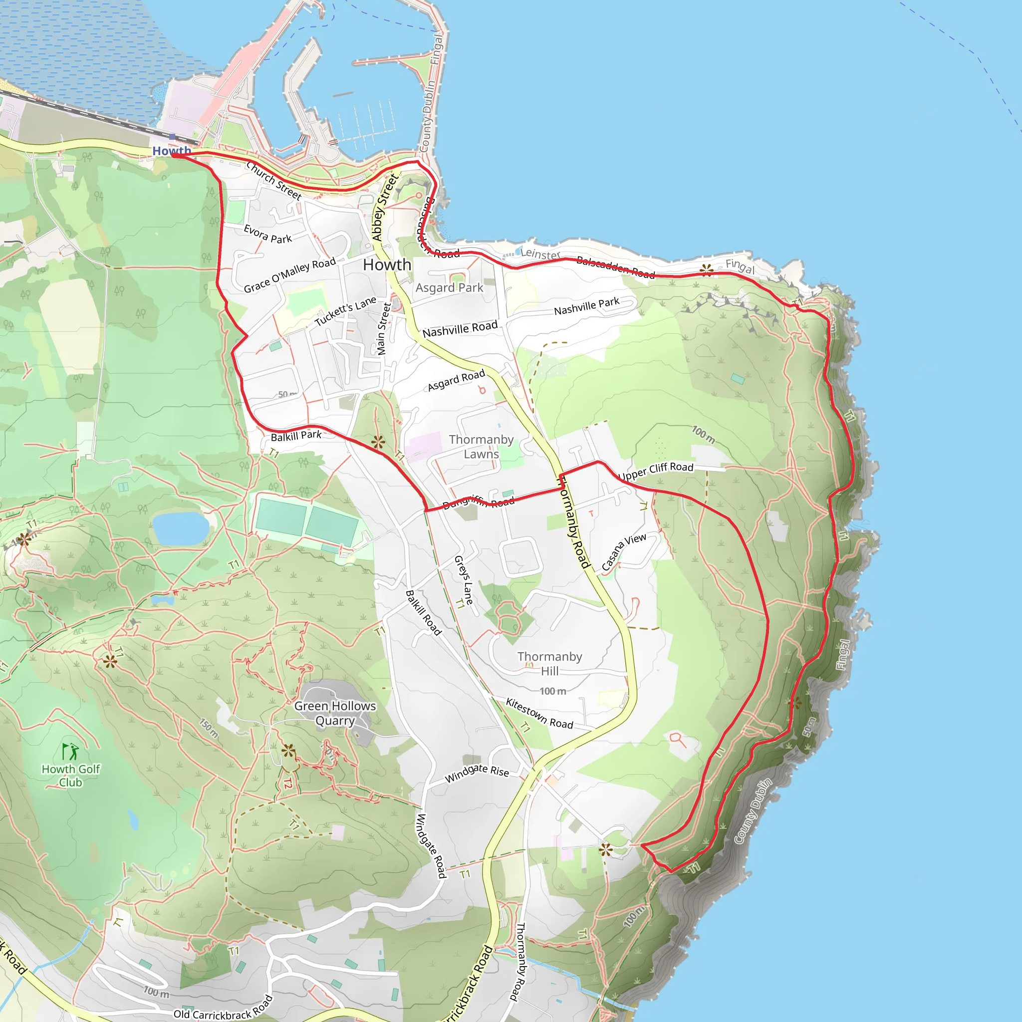 Howth - Cliff Path Loop mobile static map