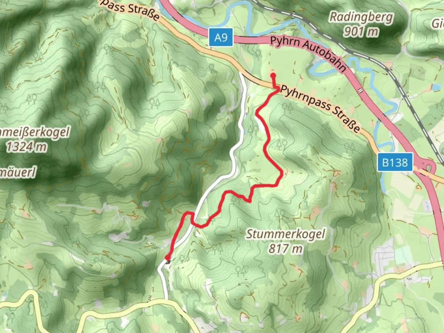 An image depicting the trail Waldhof - Enghagen and its surrounding area.