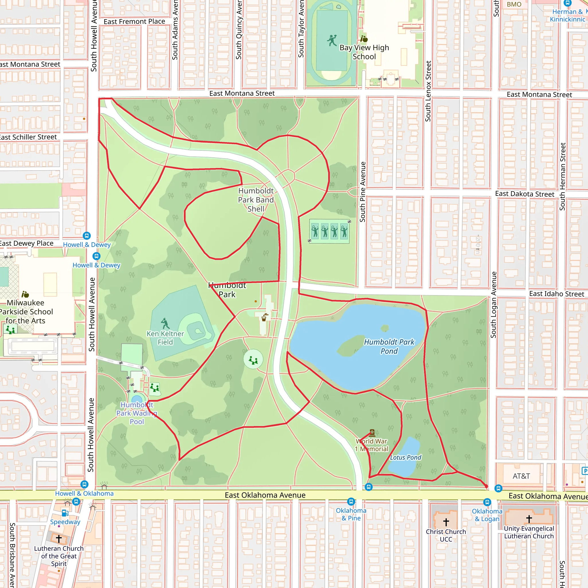 Humboldt Park Pond Loop mobile static map