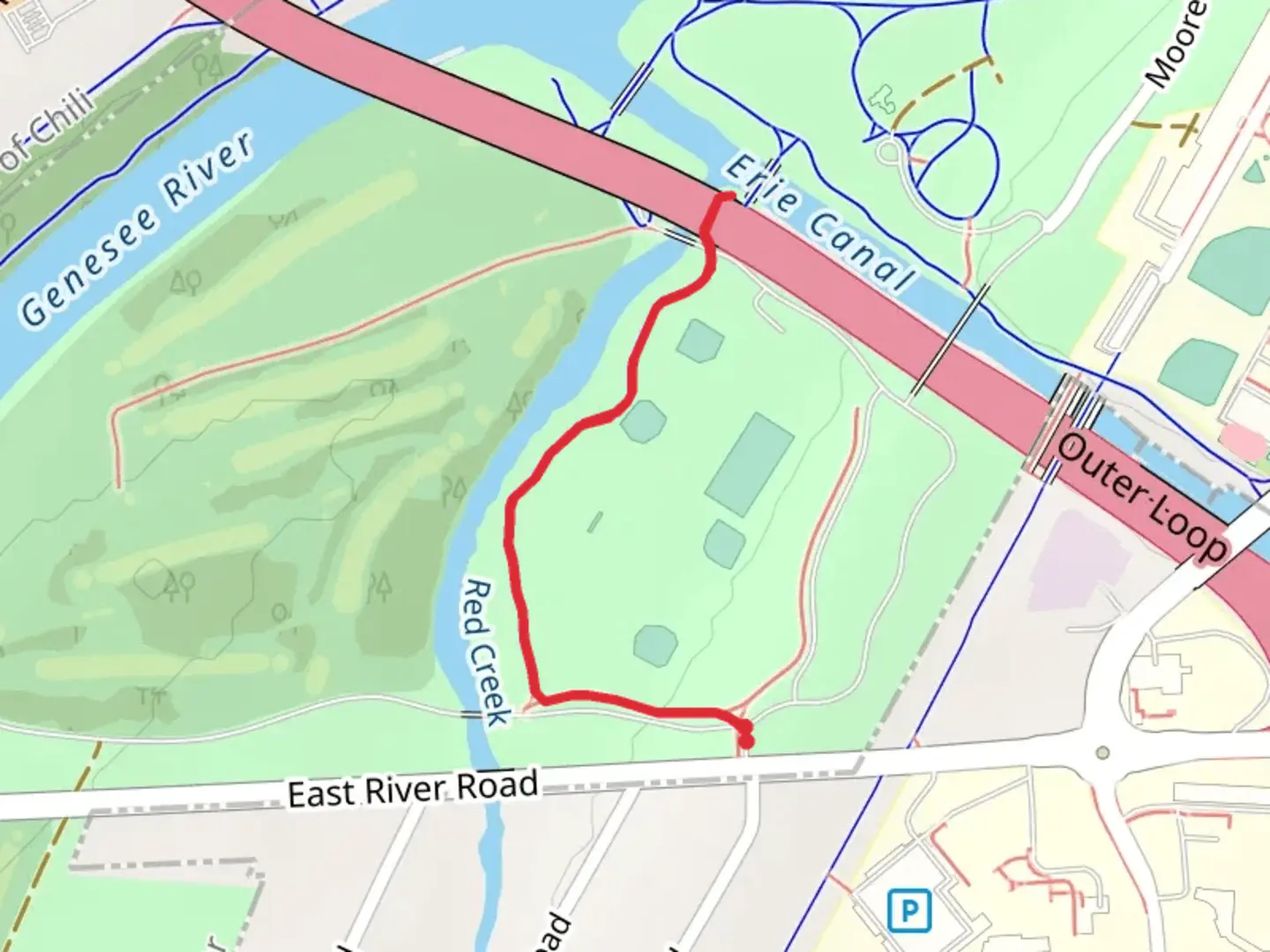 An image depicting the trail Red Creek Trail to Erie Canal and its surrounding area.