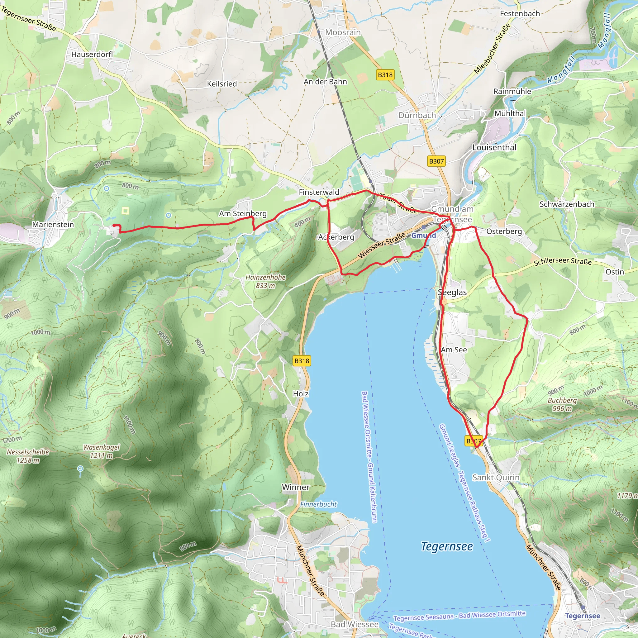 Grosser Rundwanderweg Gmund and Bad Wiessee Loop mobile static map