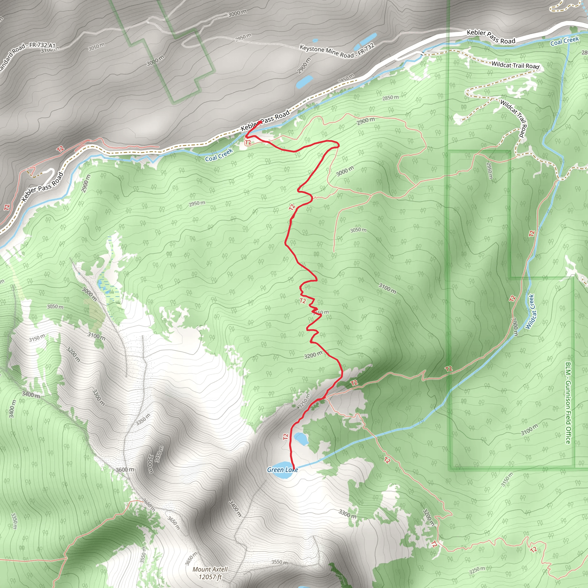 Green Lake via Carbon Trail mobile static map
