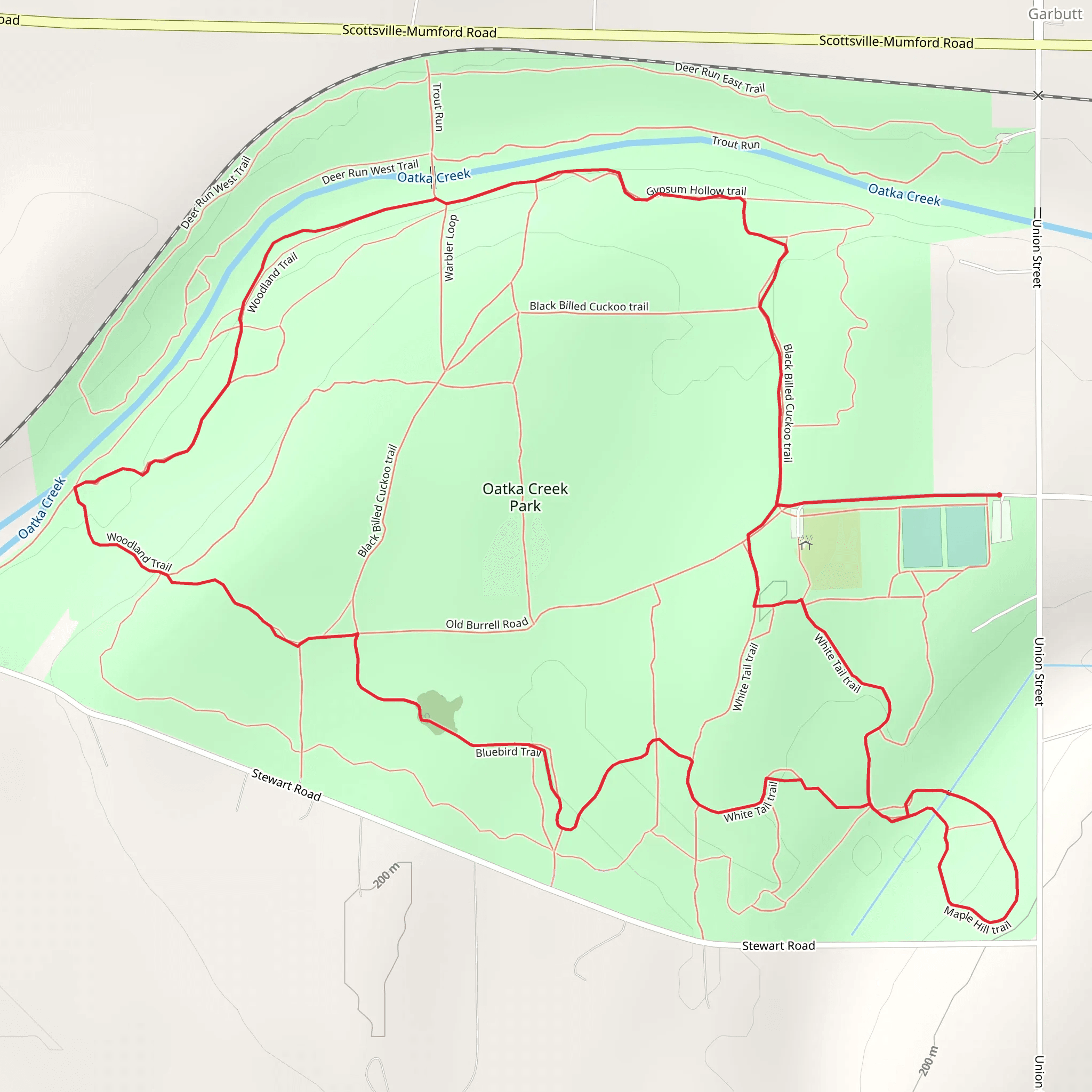 Oatka Creek Park Loop mobile static map