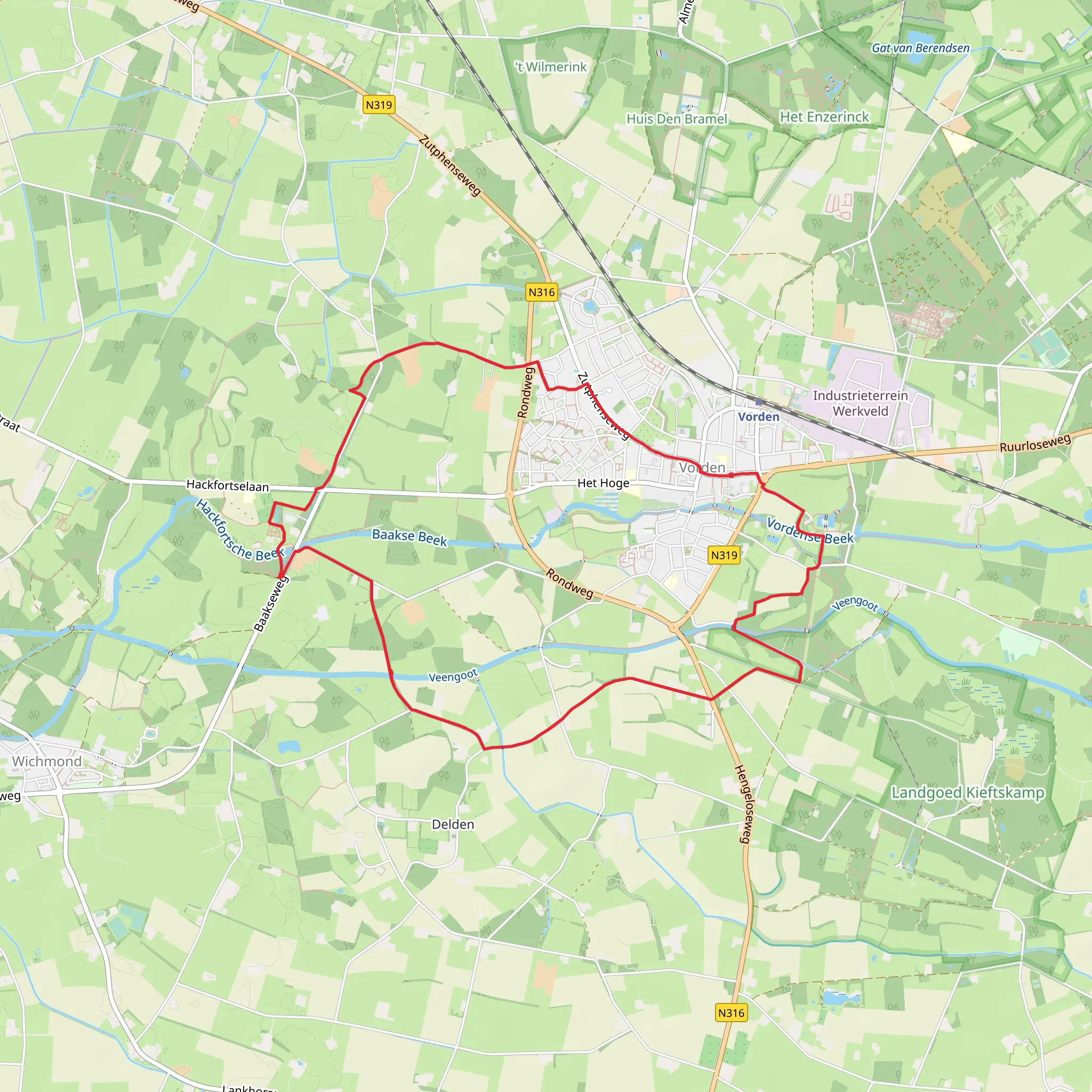 Knopenlaantje, Veldslagweg and Kasteel Hackfort Loop mobile static map