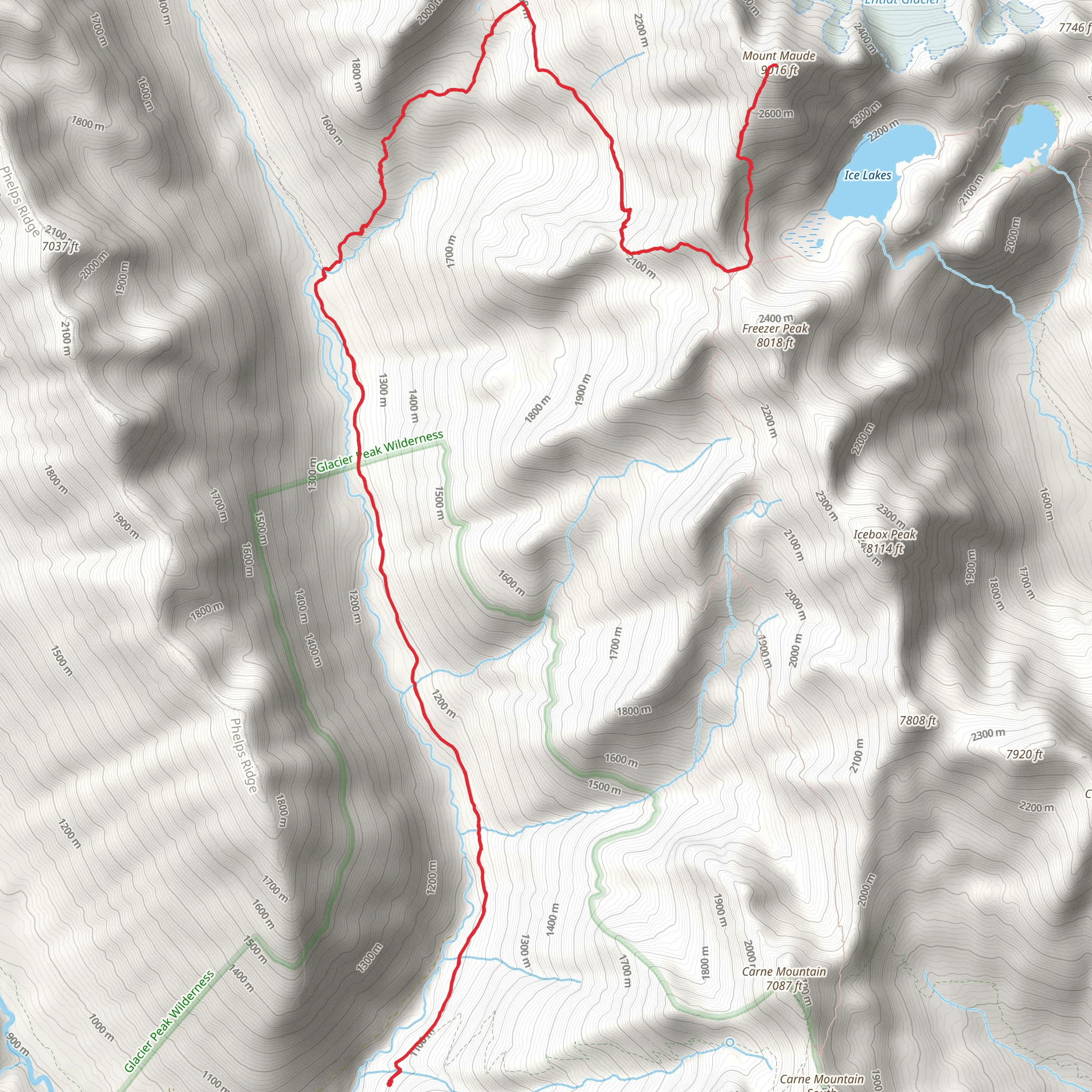 Mount Maude via Leroy High Route Trail mobile static map