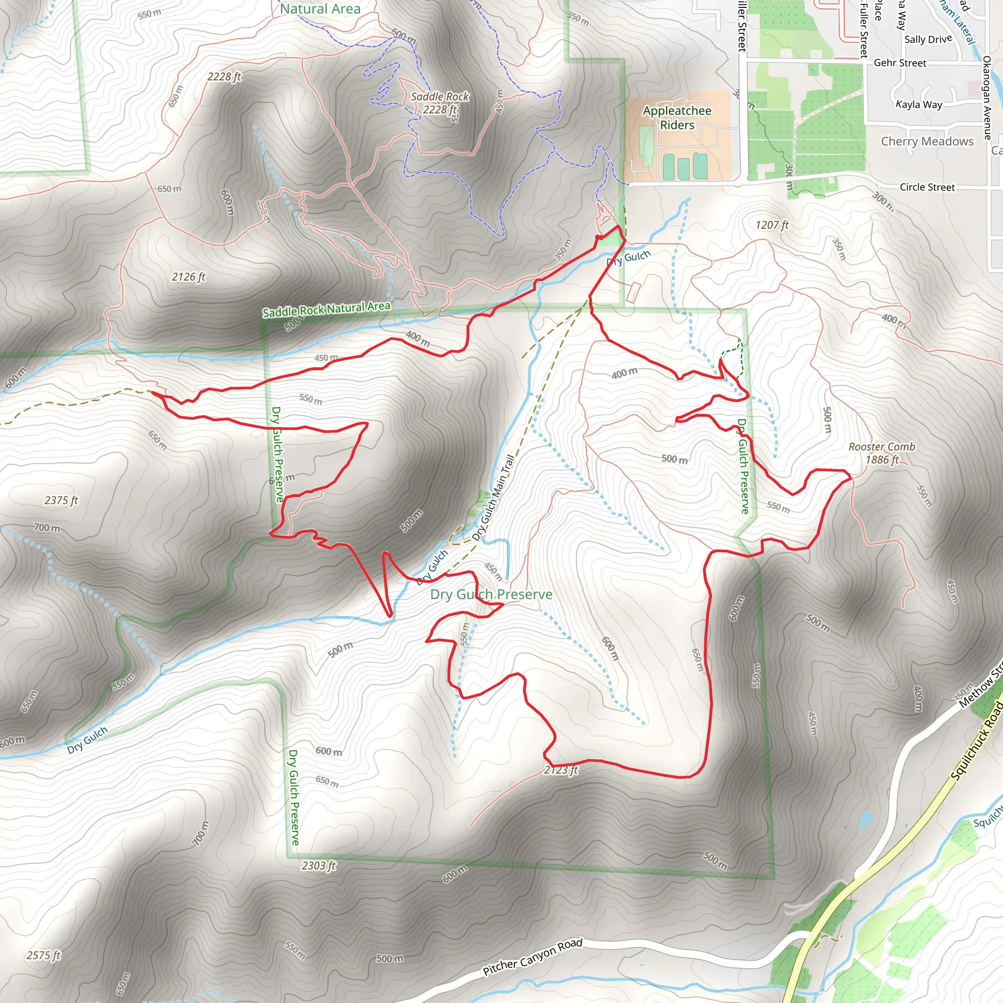 Dry Gulch Side Trail and Sry Gulch Upper Trail mobile static map