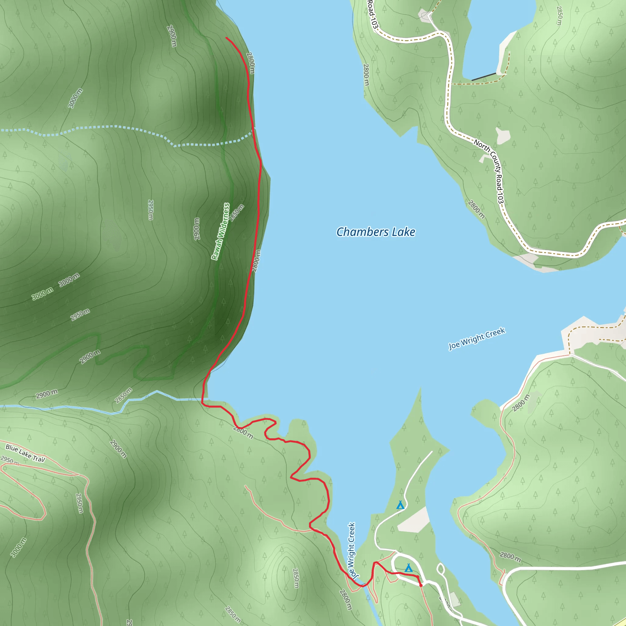 Chambers Lake Trail mobile static map