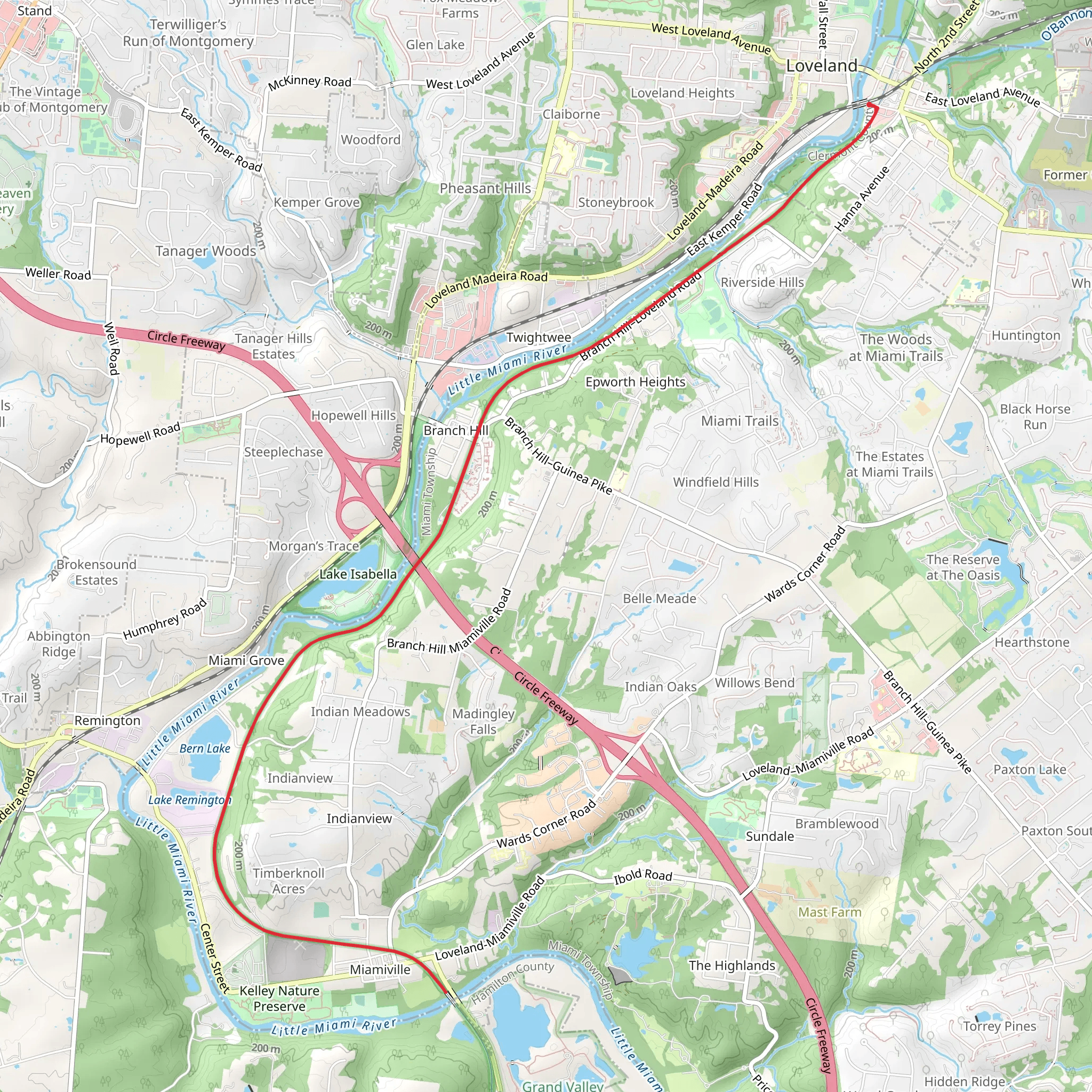 Little Miami River via Buckeye Trail mobile static map