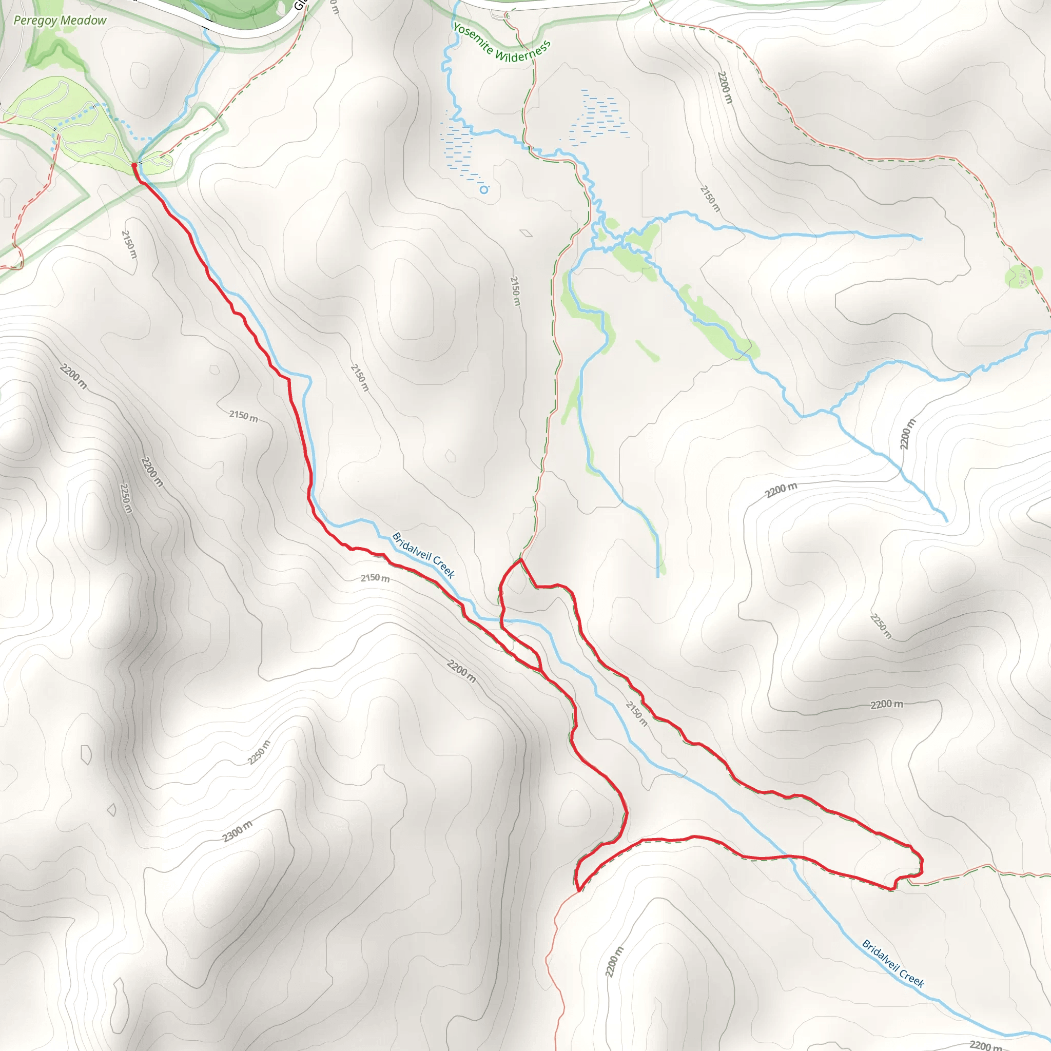 Bridalveil Creek Loop mobile static map