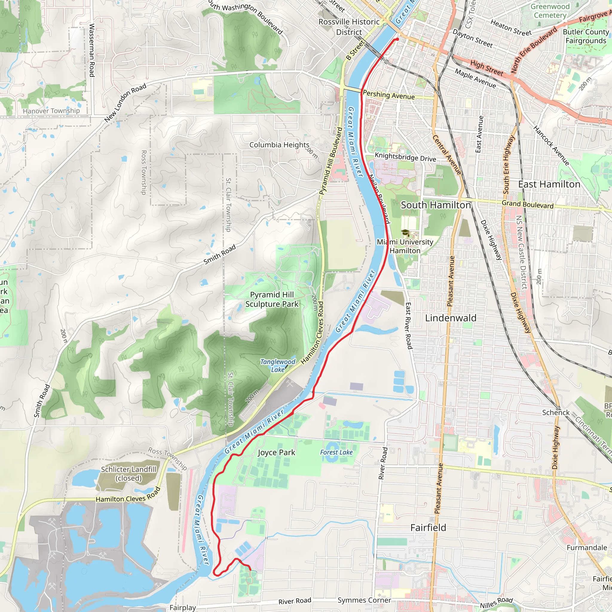 Great Miami River Recreation Trail mobile static map