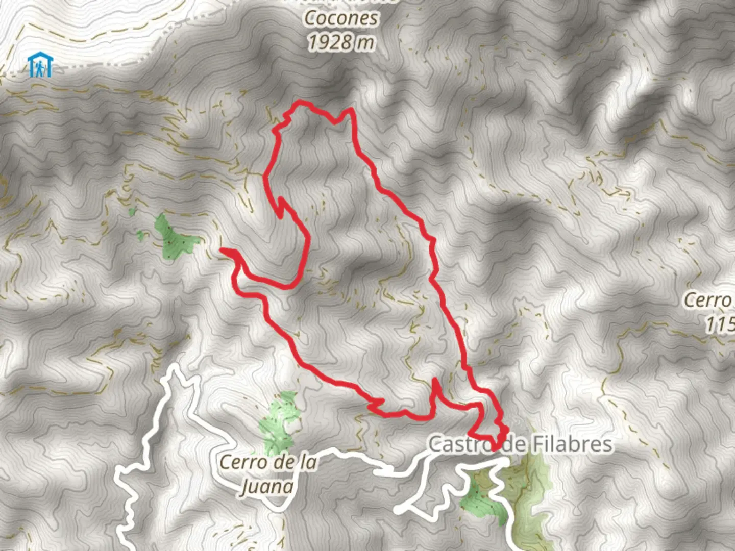 An image depicting the trail Castro de Filabres - Las Cristaleras PR A 322 and its surrounding area.