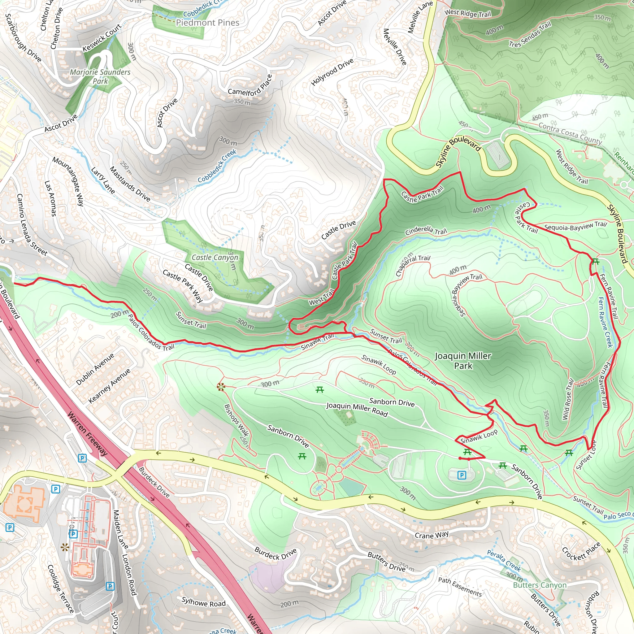 Sinawik, Palos Colorados and Castle Park Loop Trail mobile static map