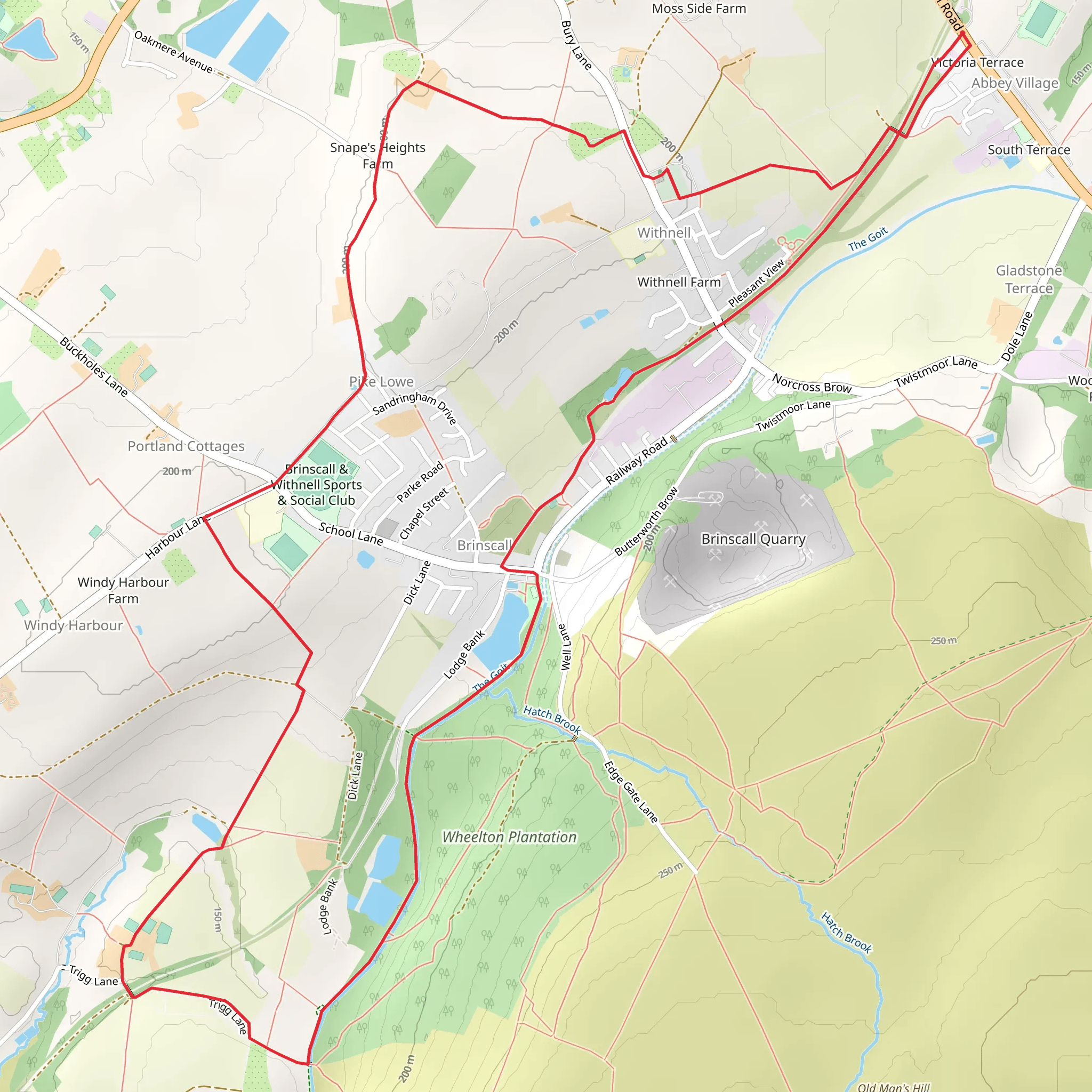 Whitnell and Brinscall Loop Walk mobile static map