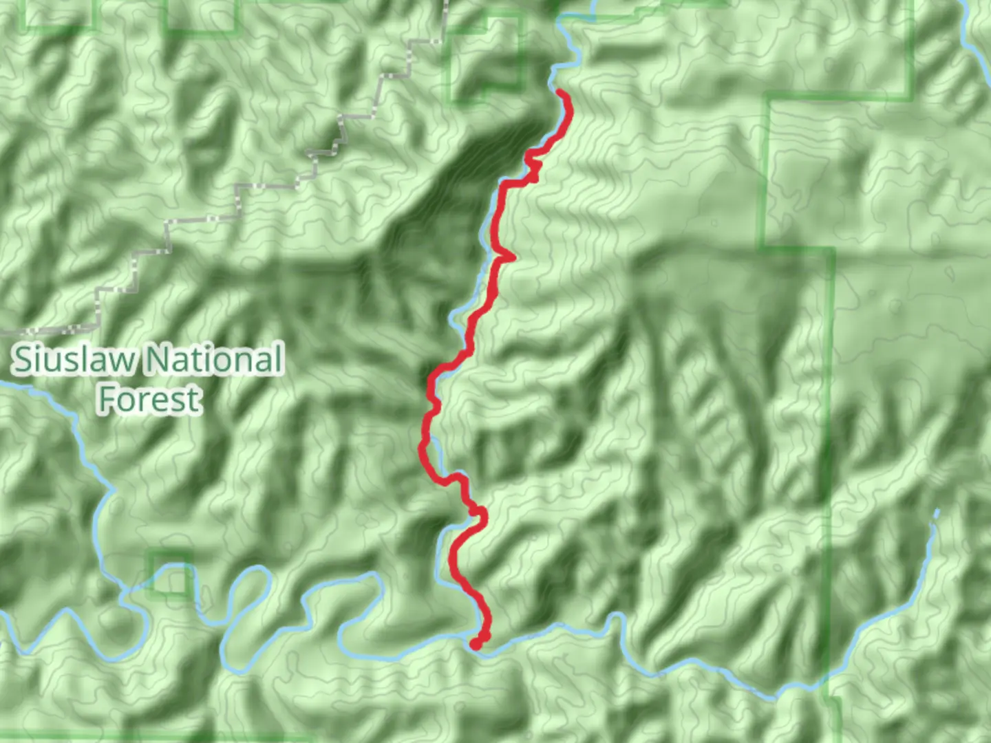 An image depicting the trail North Fork Falls via North Fork Smith River Trail and its surrounding area.