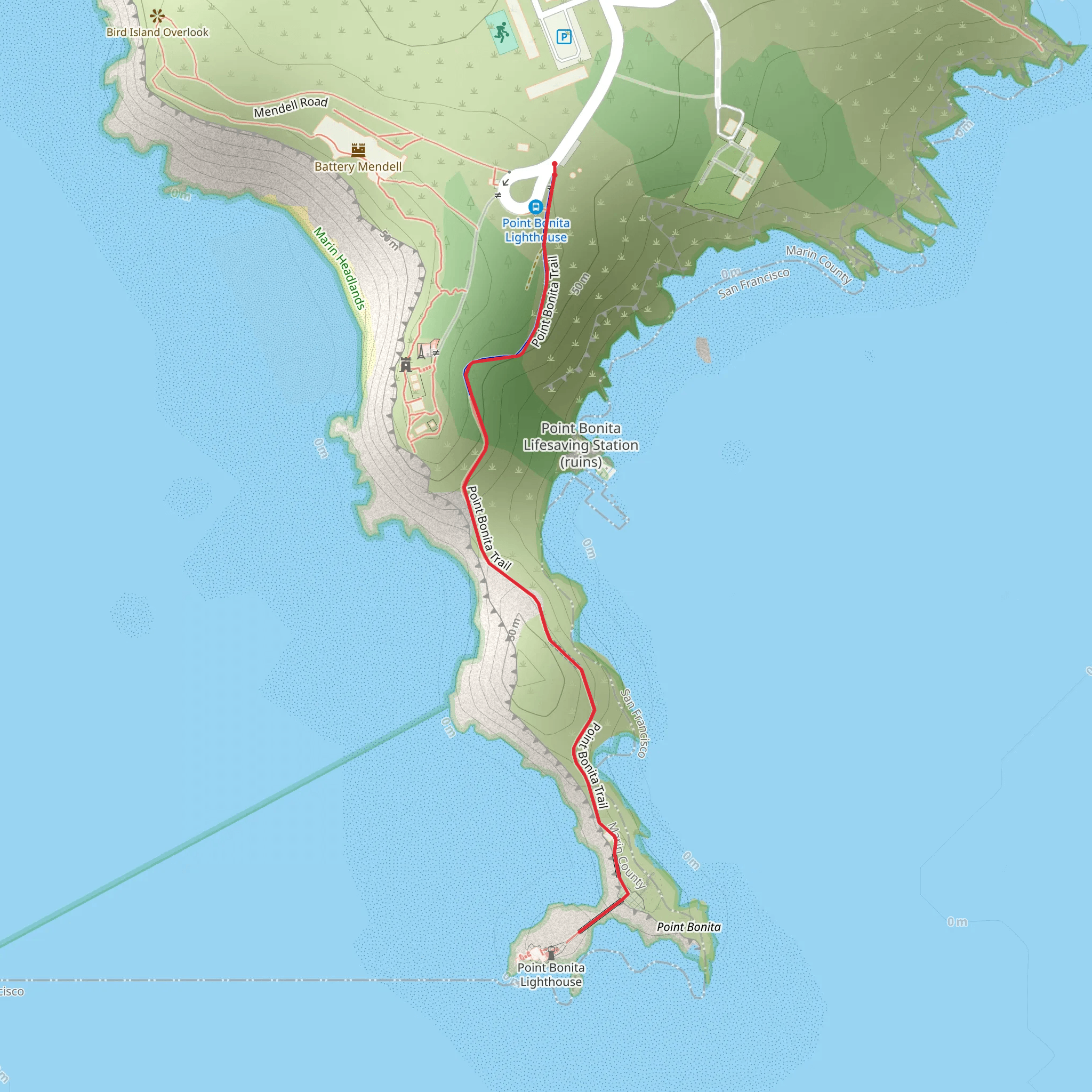 Point Bonita Trail mobile static map