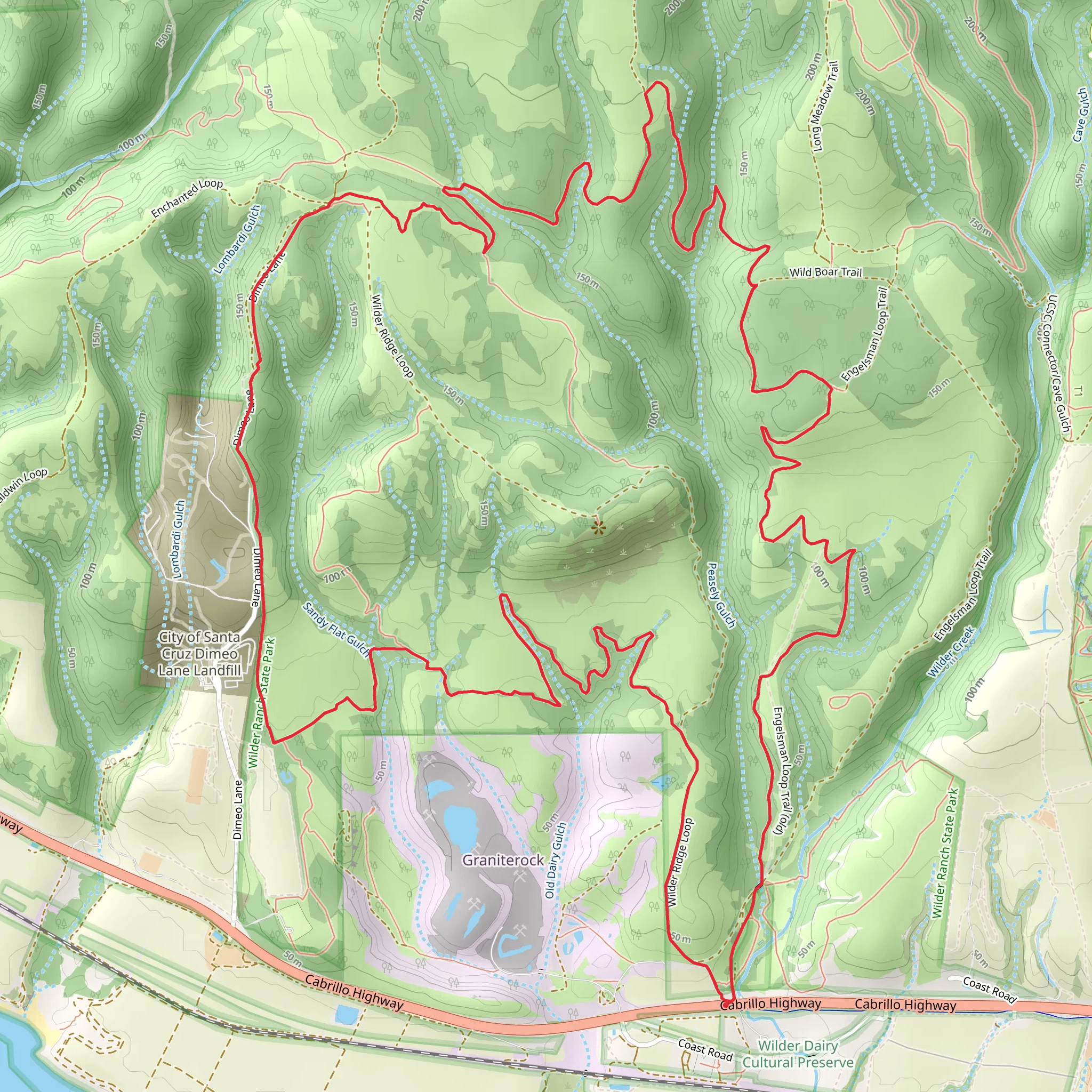 Engelsman, Eucalyptus and Wilder Ridge Loop mobile static map