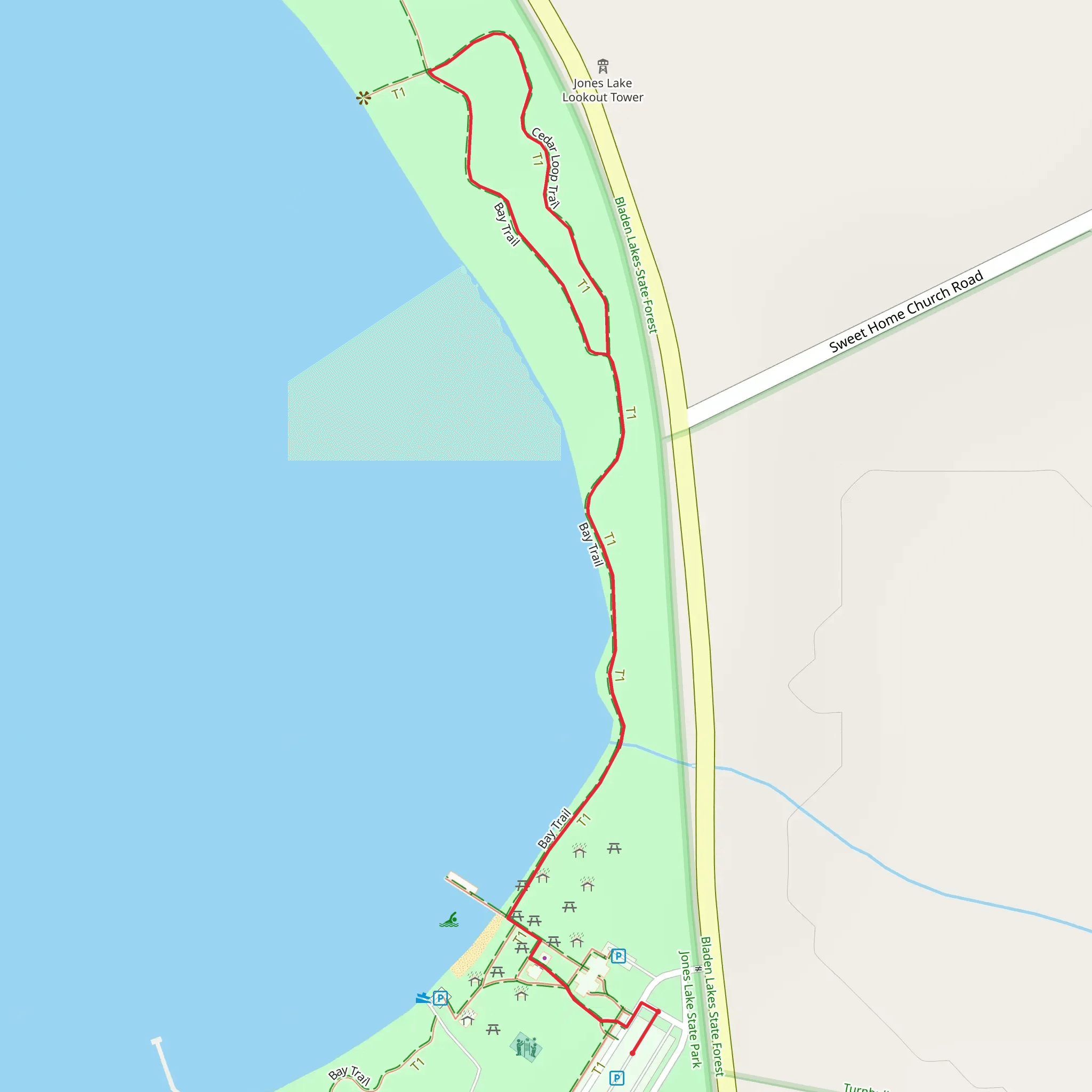 Cedar and Bay Loop Trail mobile static map