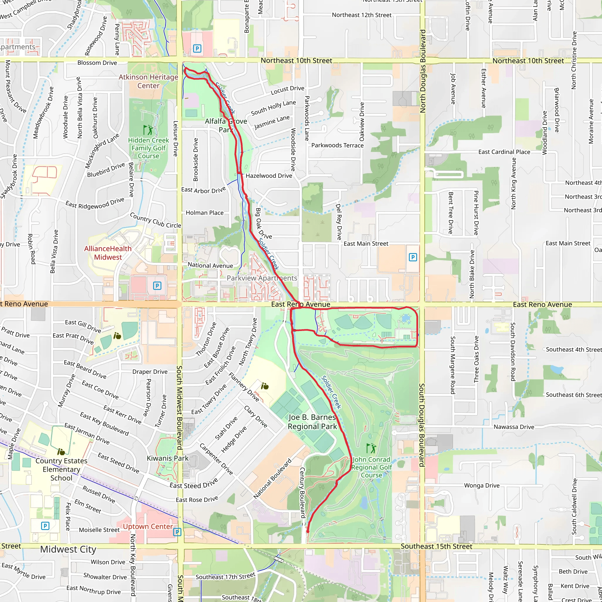 Soldier Creek Trail and East Trail mobile static map