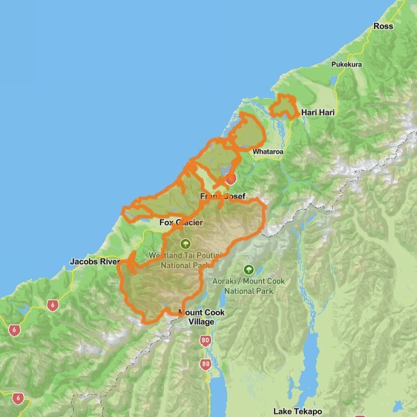 Westland / Tai Poutini National Park mobile static map