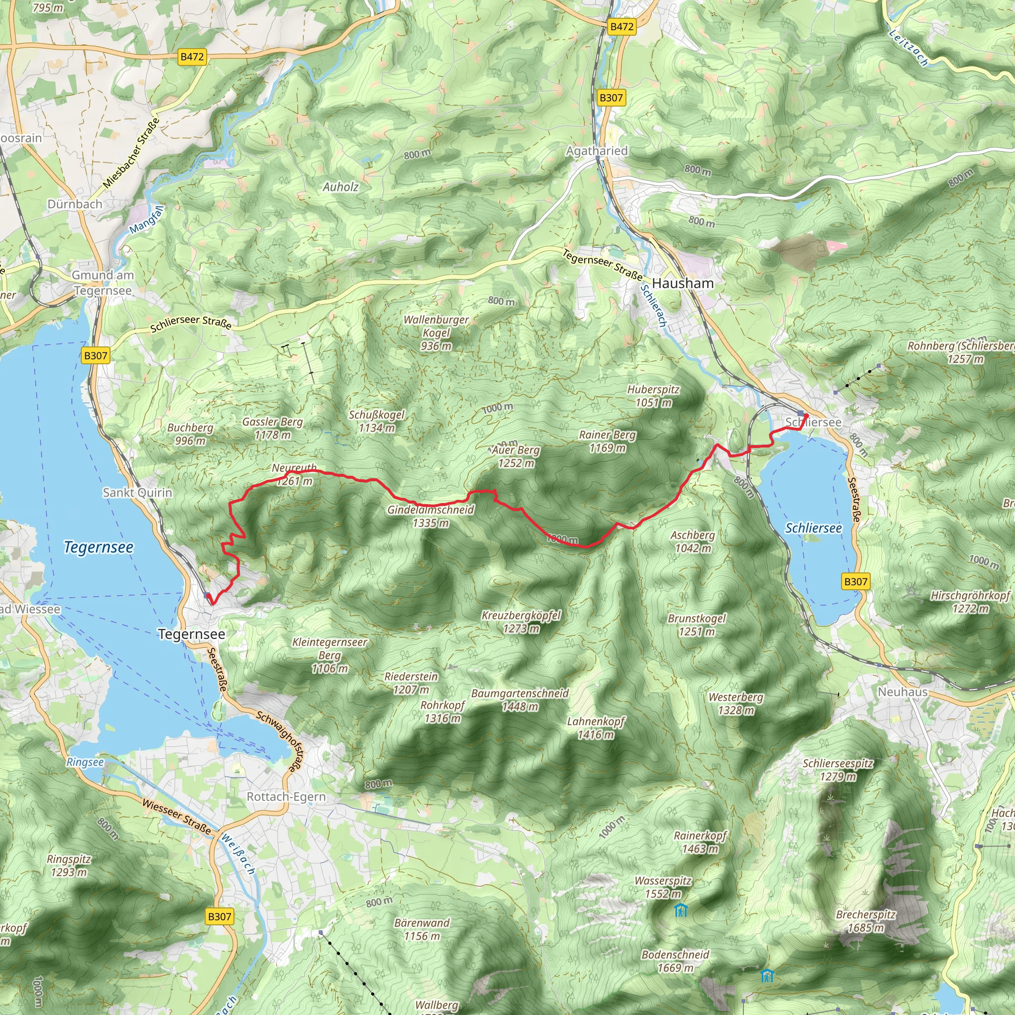 Schliersee to Tegernsee Walk mobile static map