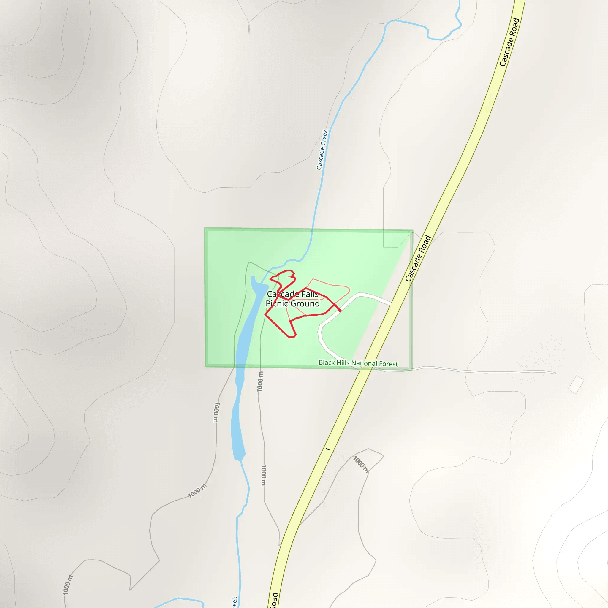 Cascade Falls Picnic Ground Loop mobile static map