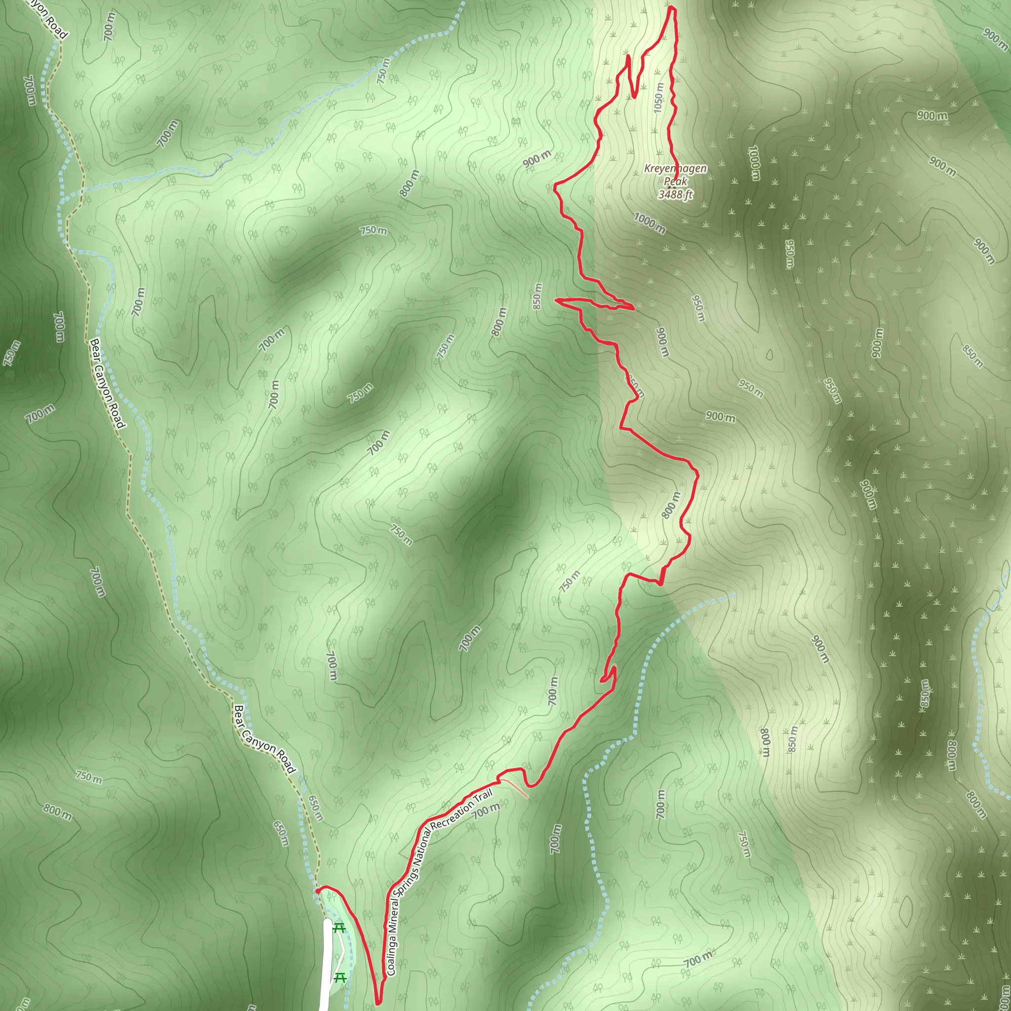 Kreyenhagen Peak via Coalinga Mineral Springs National Recreation Trail mobile static map