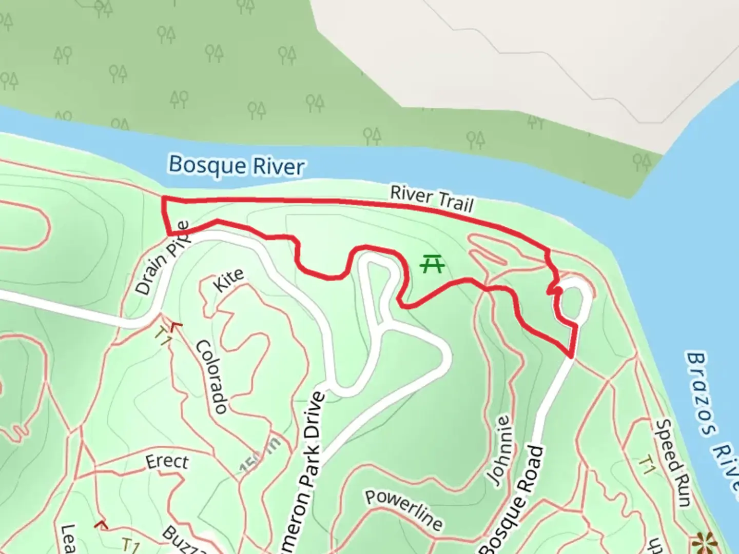 An image depicting the trail Twin Bridges Loop and its surrounding area.