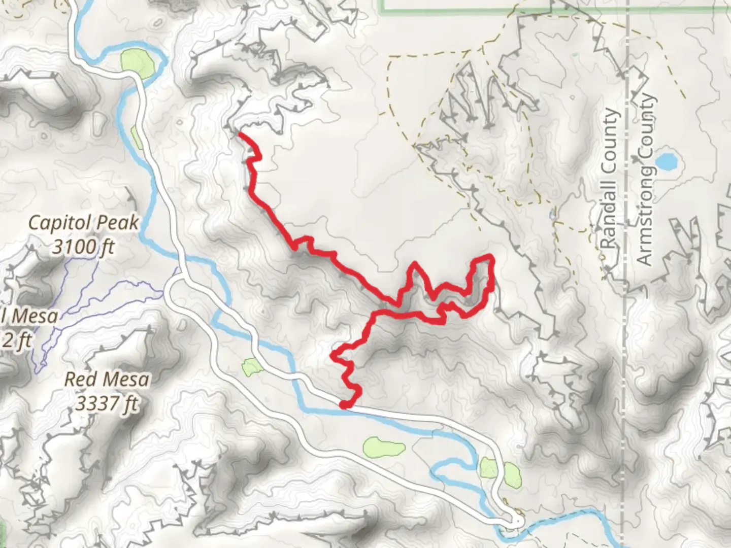 An image depicting the trail Rock Garden and Rim Trail and its surrounding area.