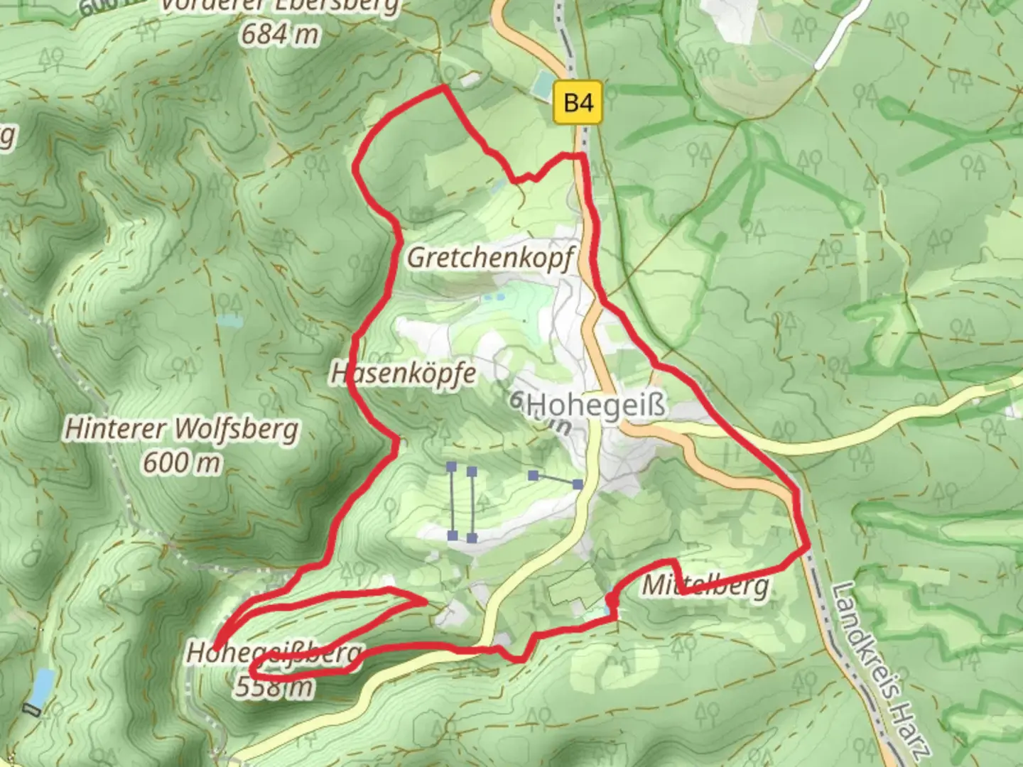 An image depicting the trail Grosser Rundweg Hohegeiss and its surrounding area.