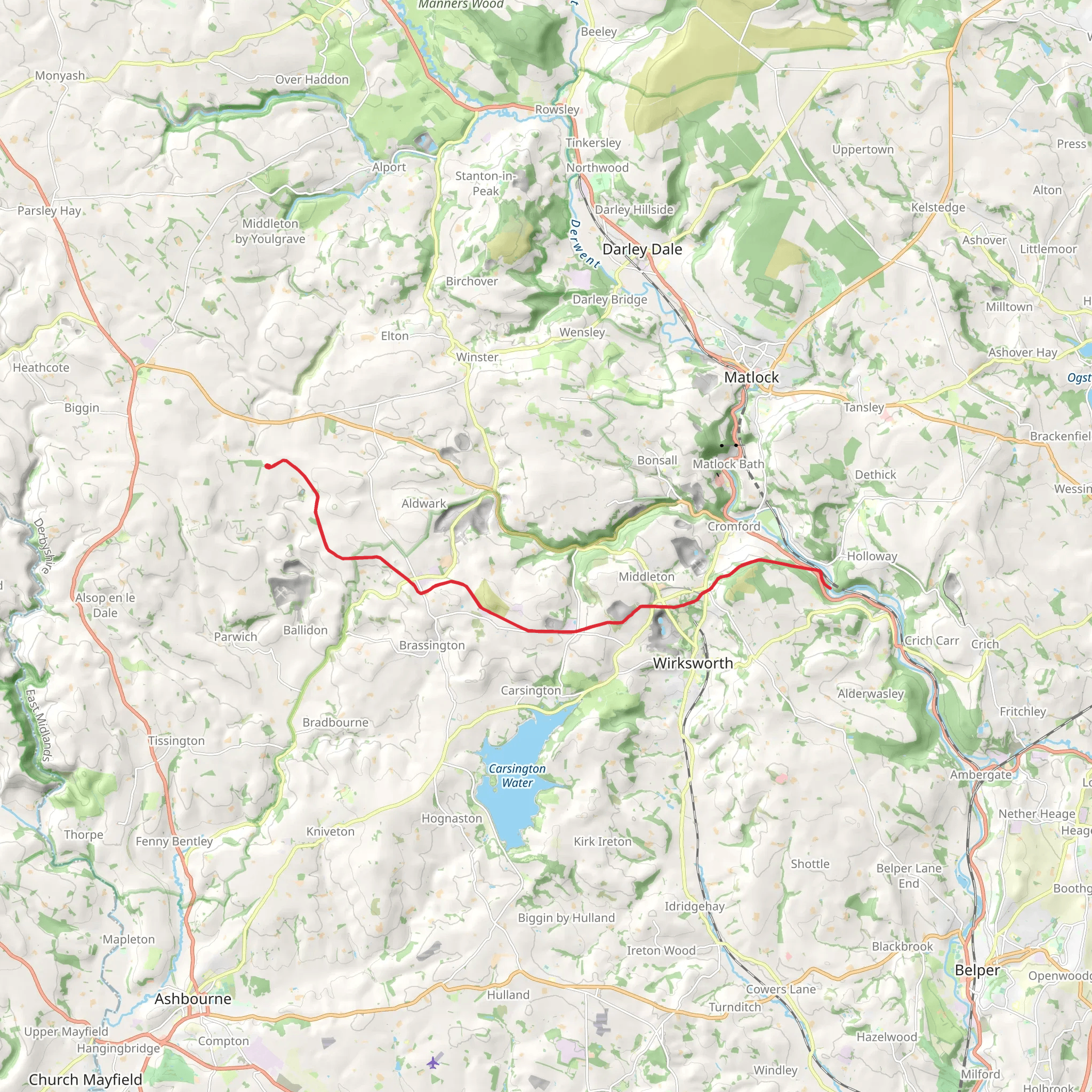 Aqueduct Cottage Walk from Pikehall mobile static map