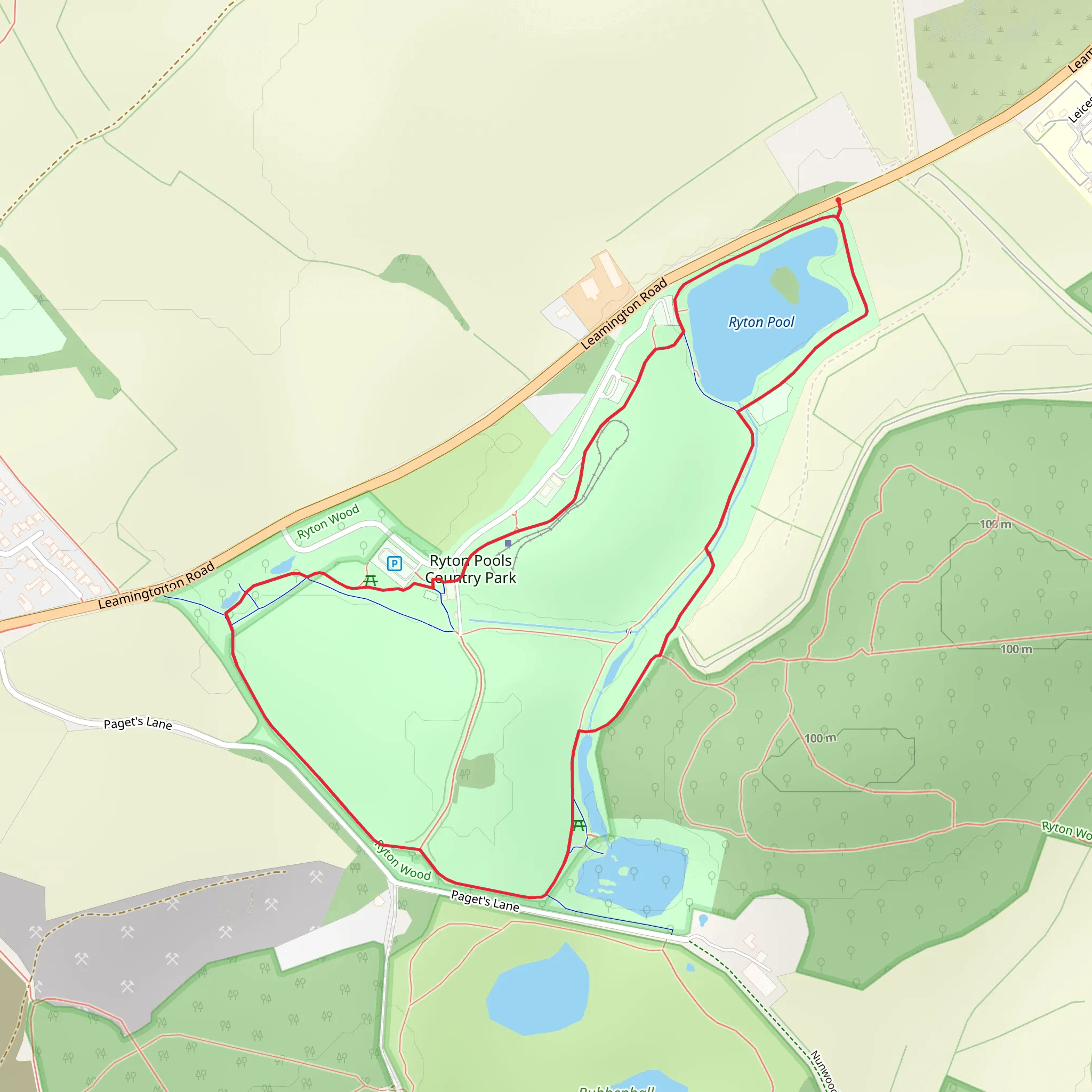Ryton Pools Country Park Short Loop mobile static map