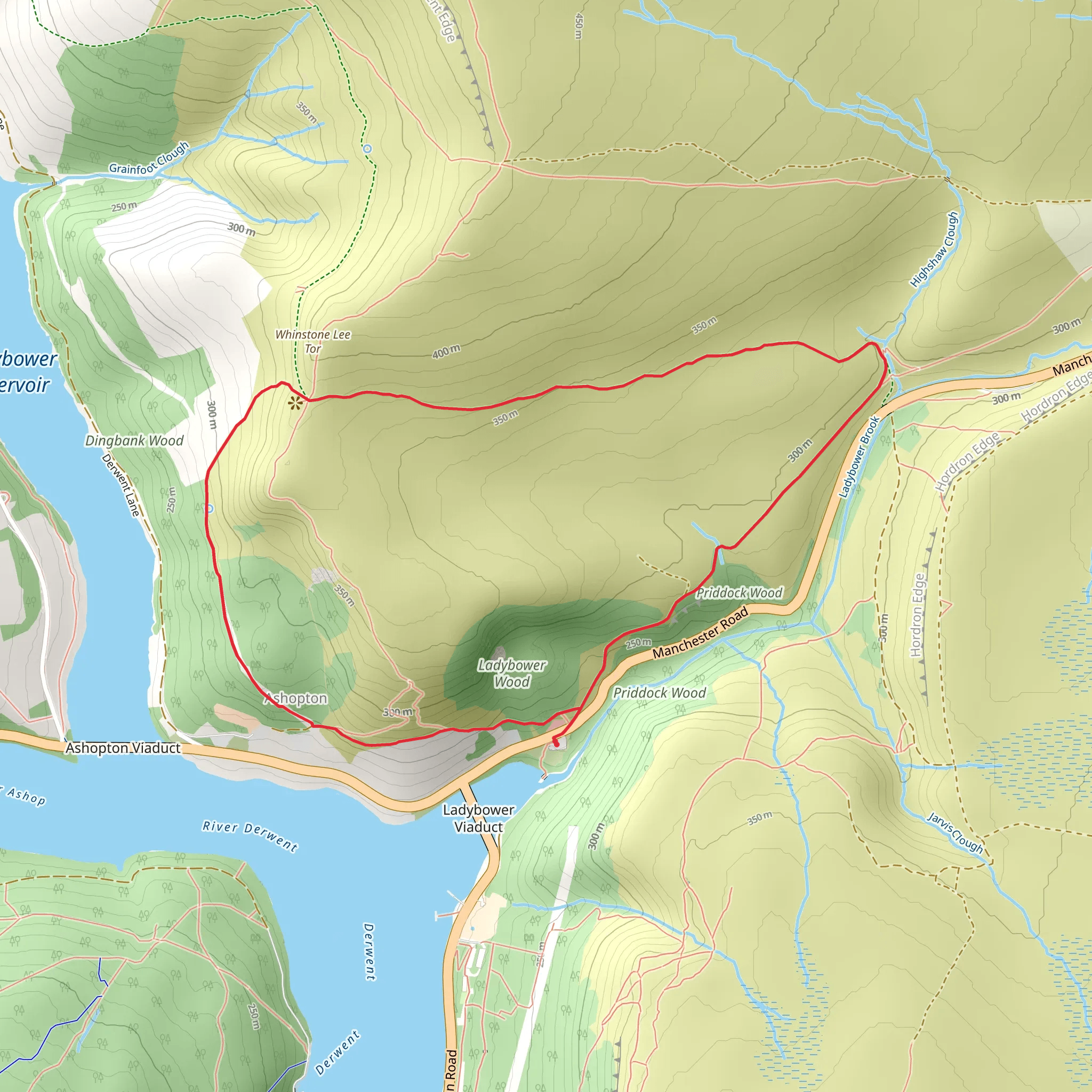 Whinstone Lee Tor Loop - Ashopton mobile static map