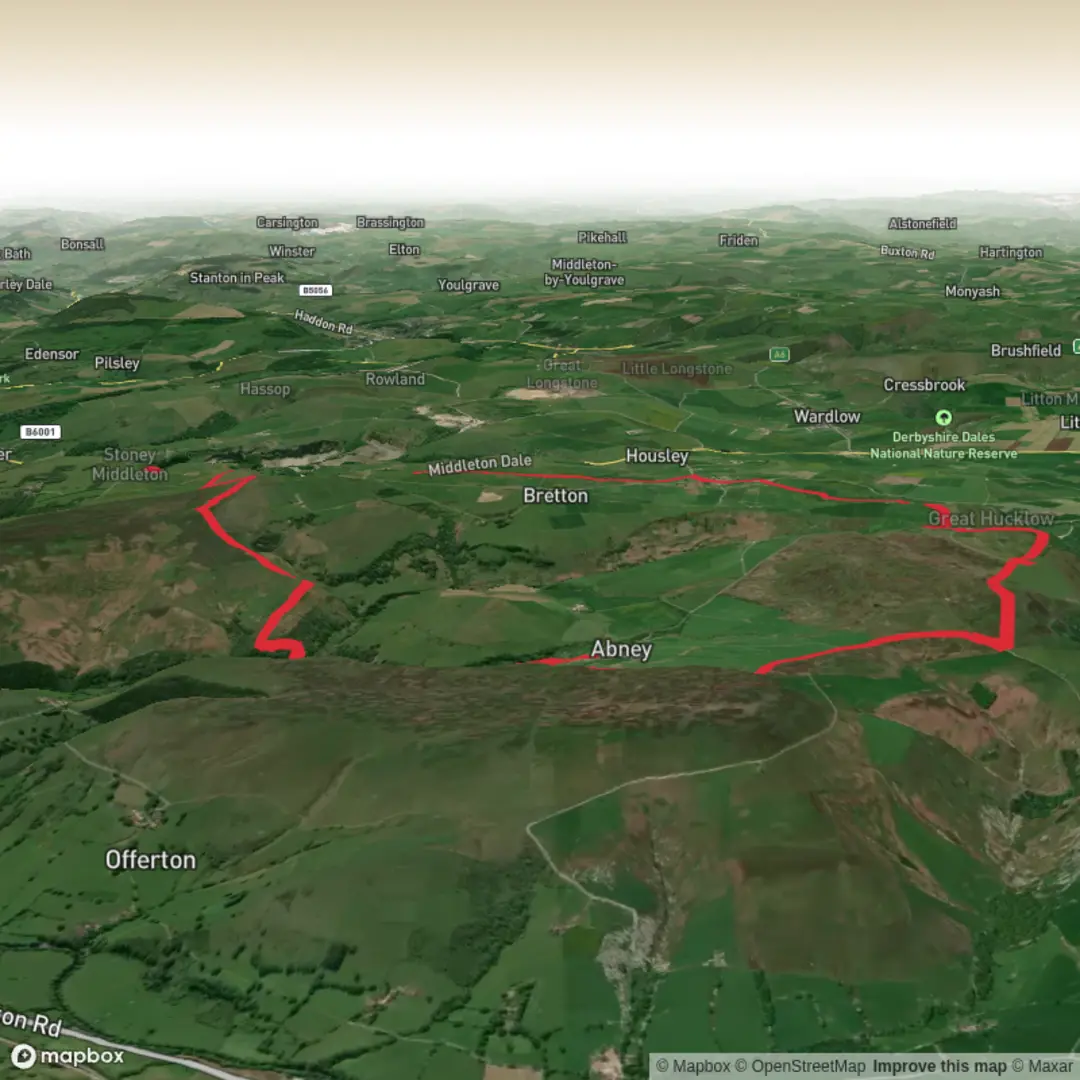 An image depicting the trail Triple Ethel Loop from Eyam and its surrounding area.