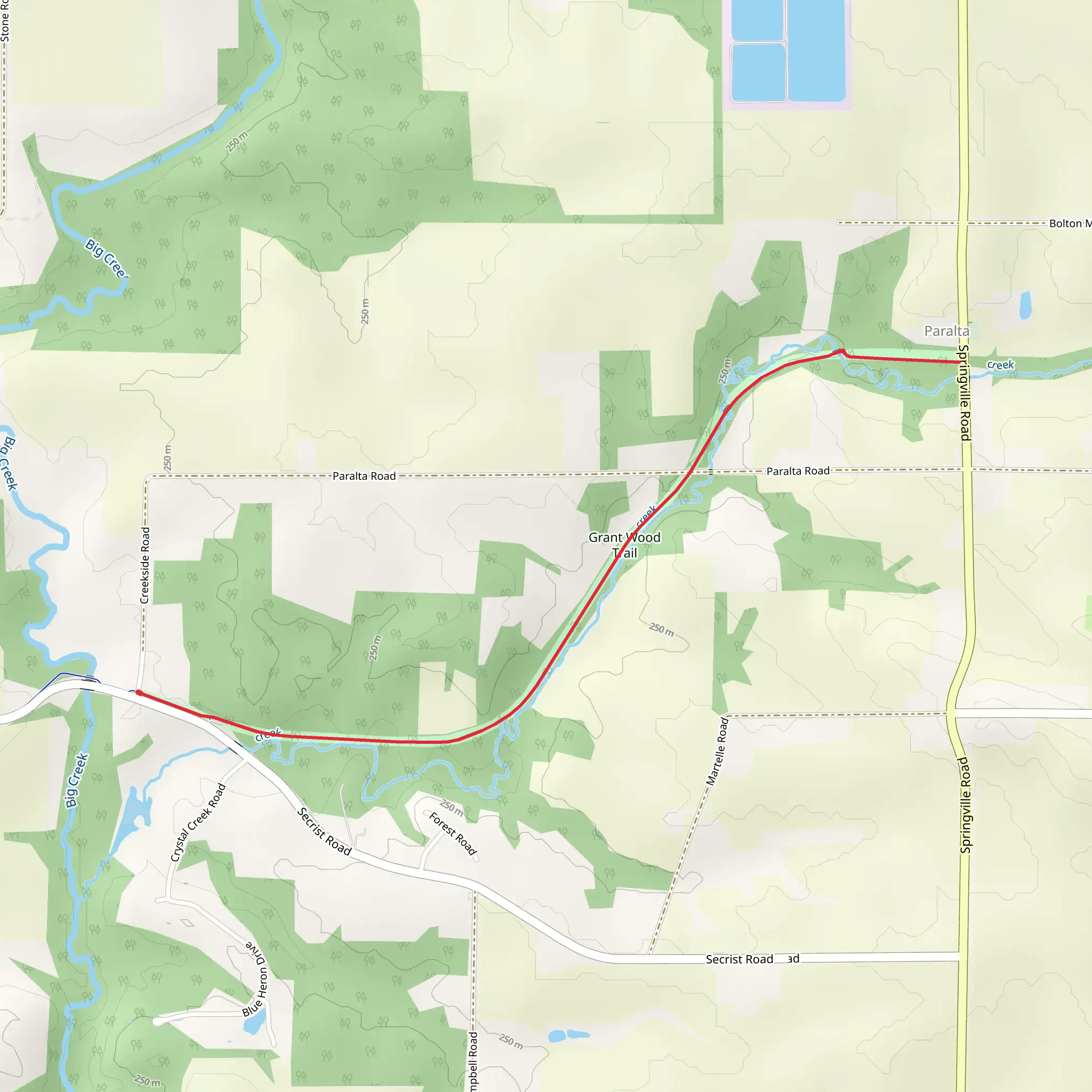 Grant Wood Trail - Creekside Road mobile static map