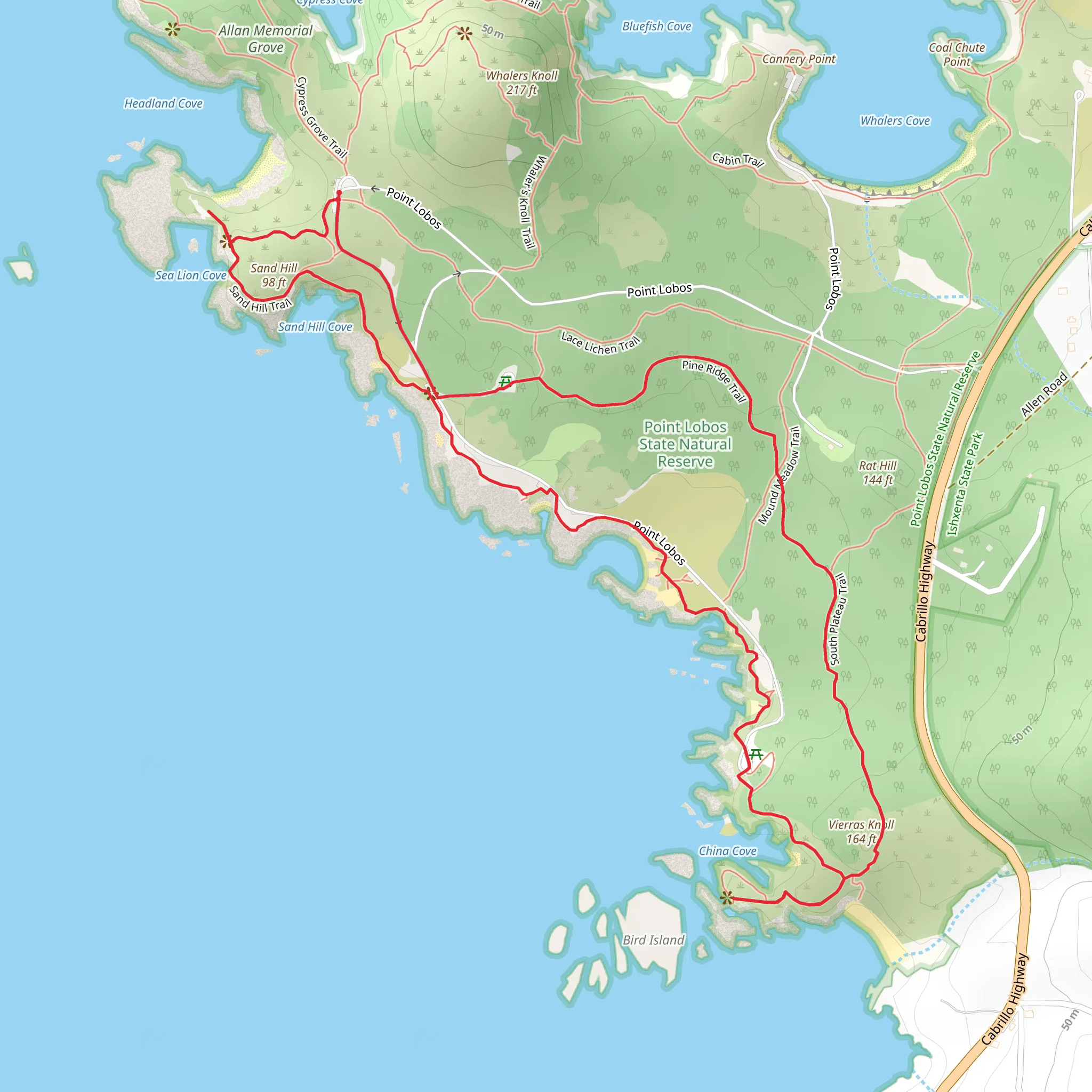 South Shore, Bird Island and Pine Ridge Loop Trail mobile static map