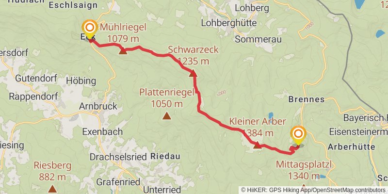 Goldsteig stage 14 Map