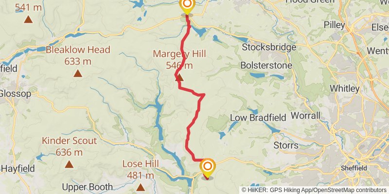 Carlisle to Cat and Fiddle Walk stage 38 Map