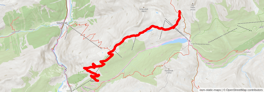 Treschhütte – Fellilücke – Oberalp Pass stage 2 Map