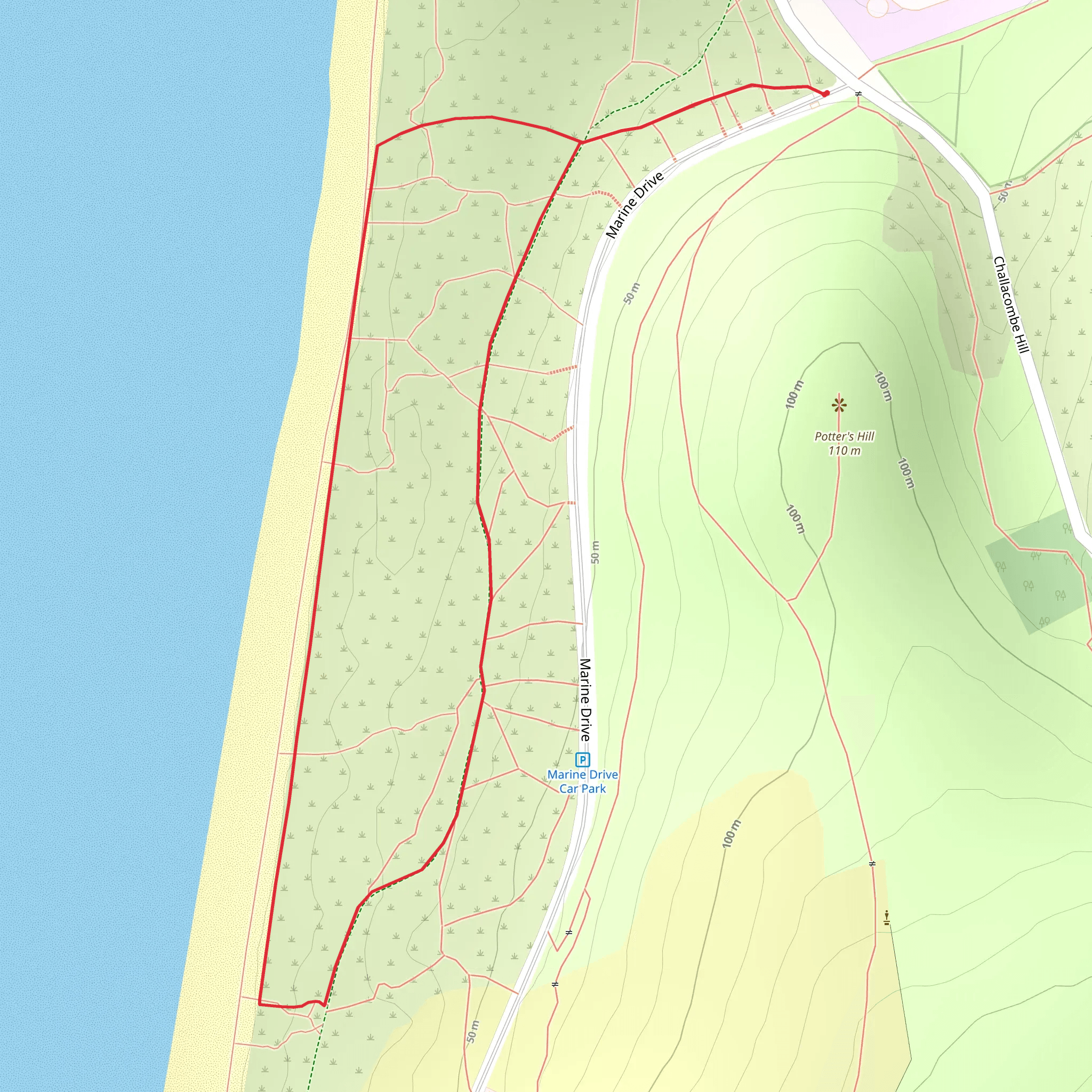 Woolacombe Beach Walk mobile static map