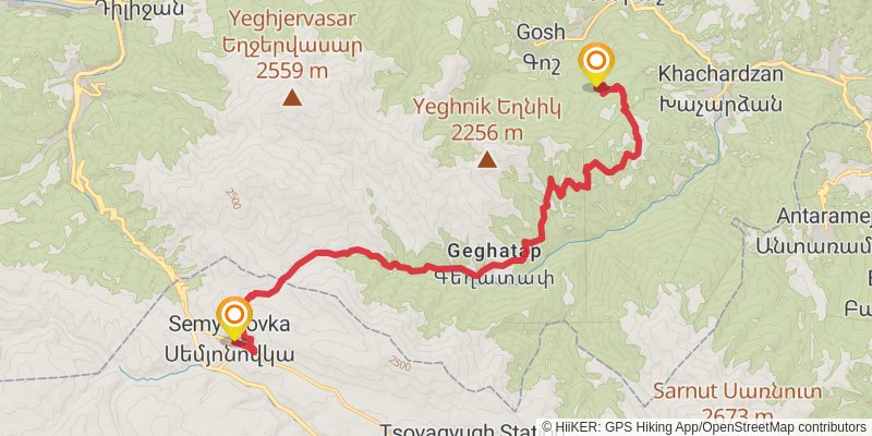 Transcaucasian Trail - Armenia stage 18 Map